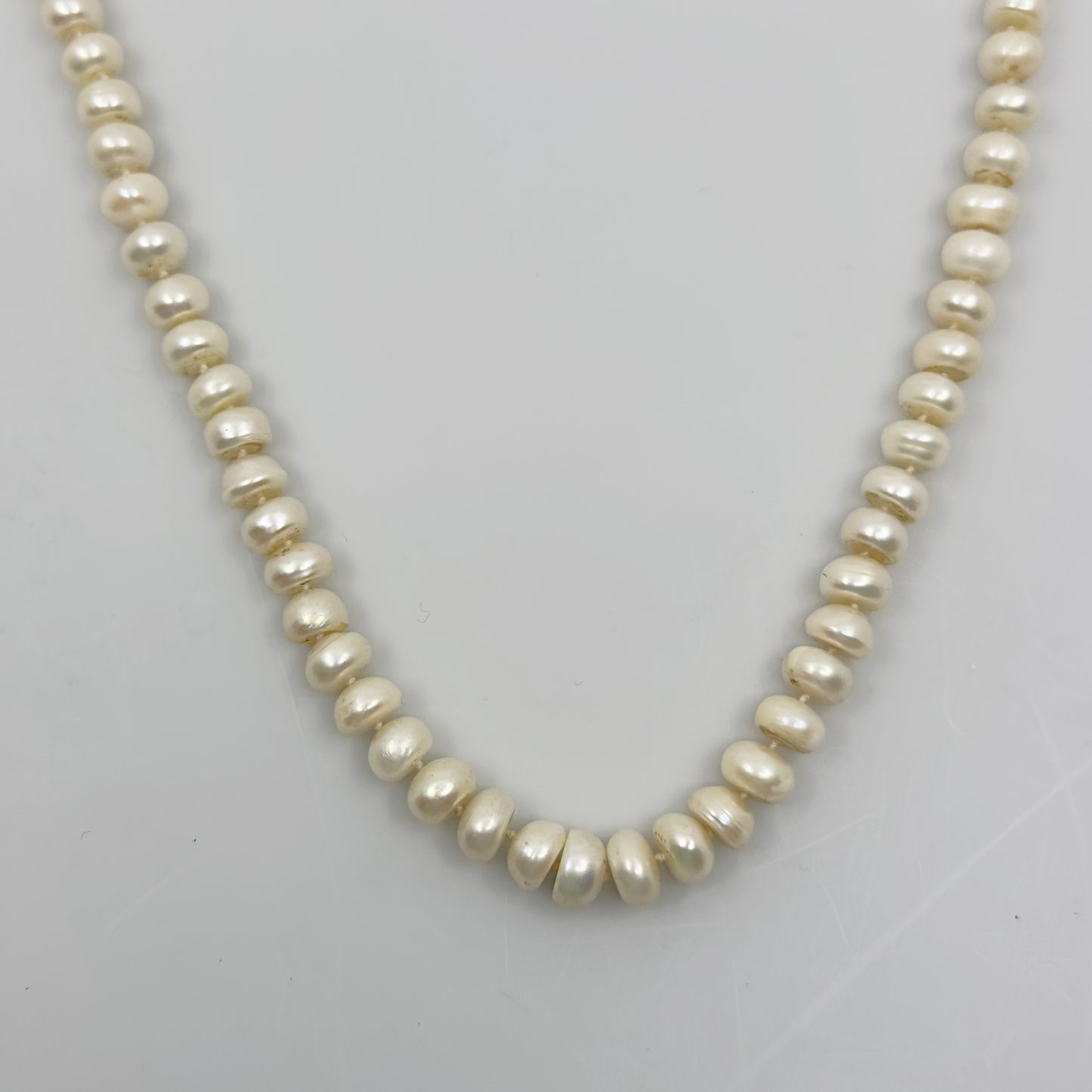 sterling silver 7mm button freshwater pearl necklace - GM1133