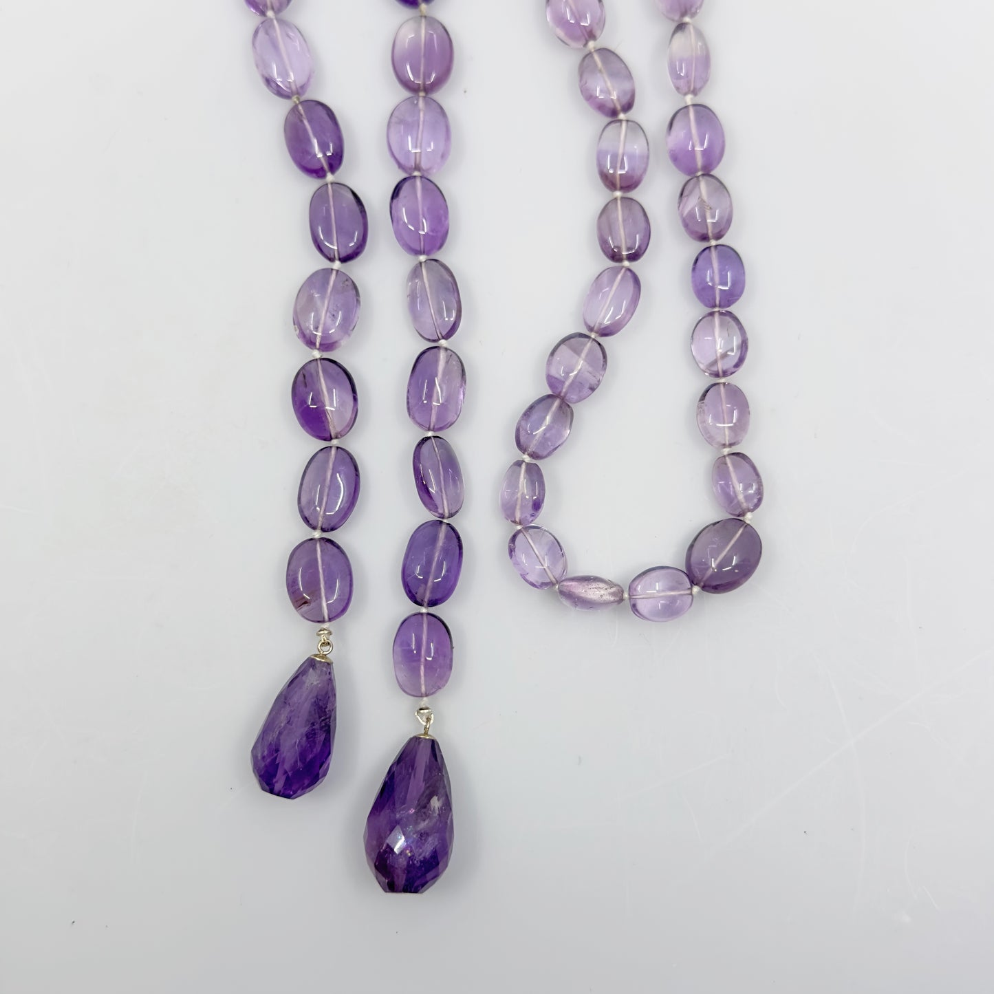 Hand made sterling silver amethyst bead wrap lariat necklace - GM1143