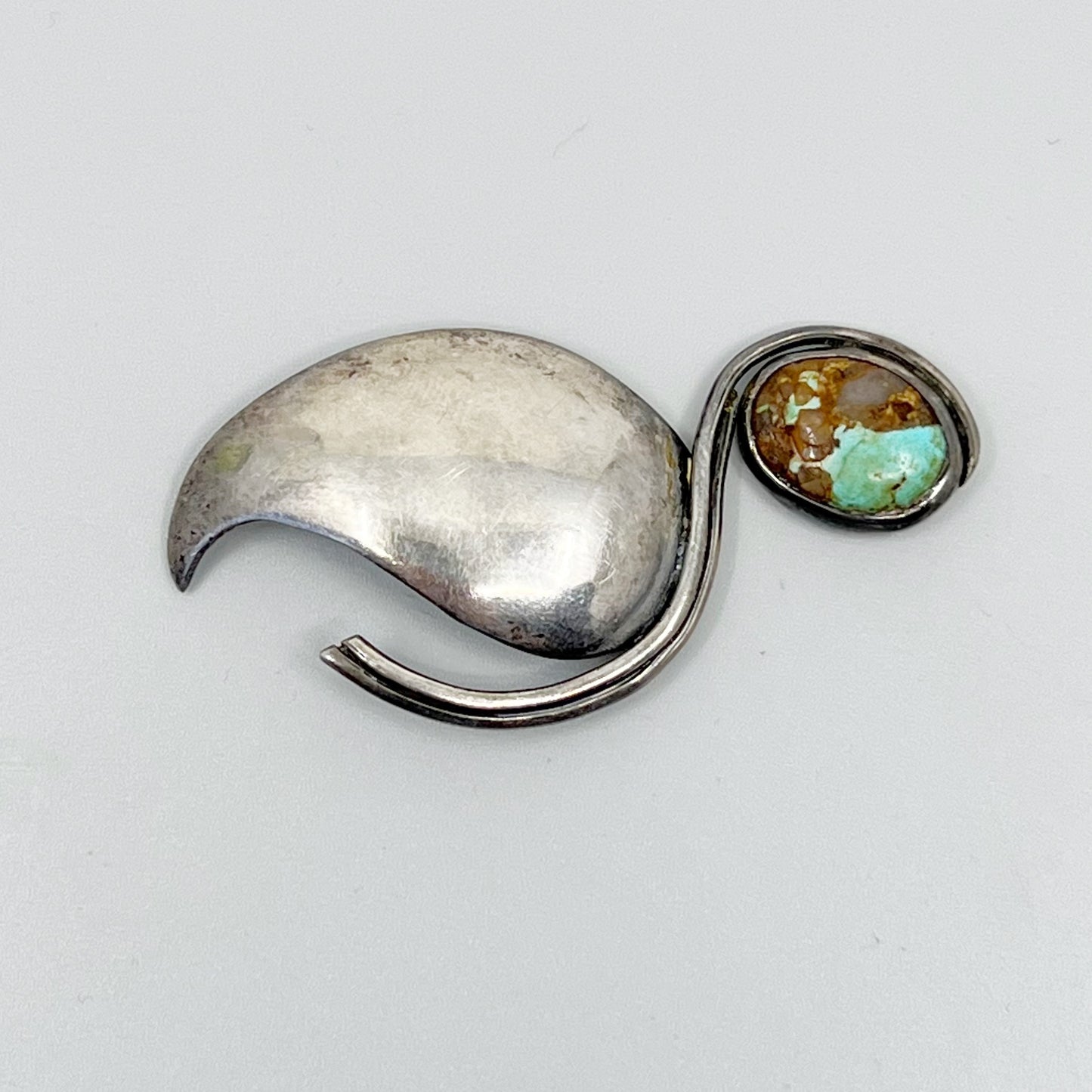 South West sterling silver turquoise brooch - GM116