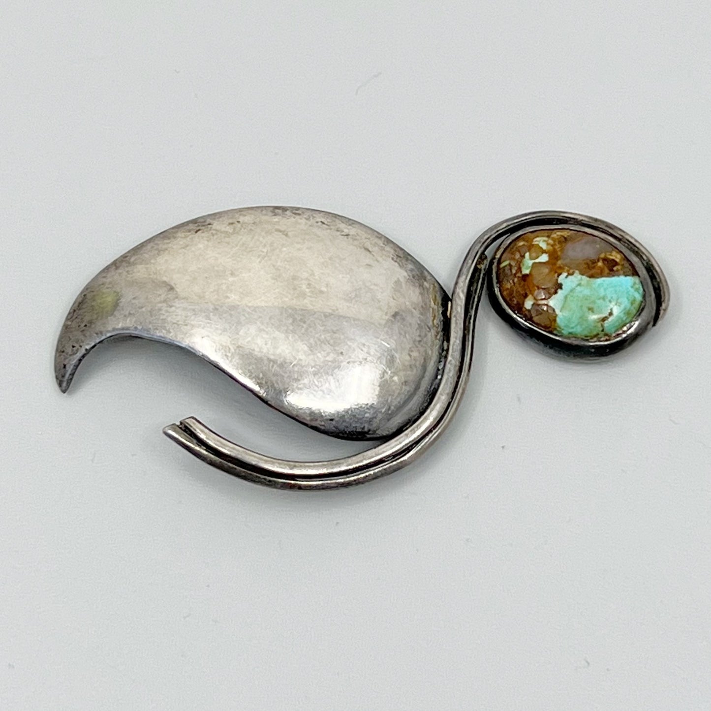 South West sterling silver turquoise brooch - GM116