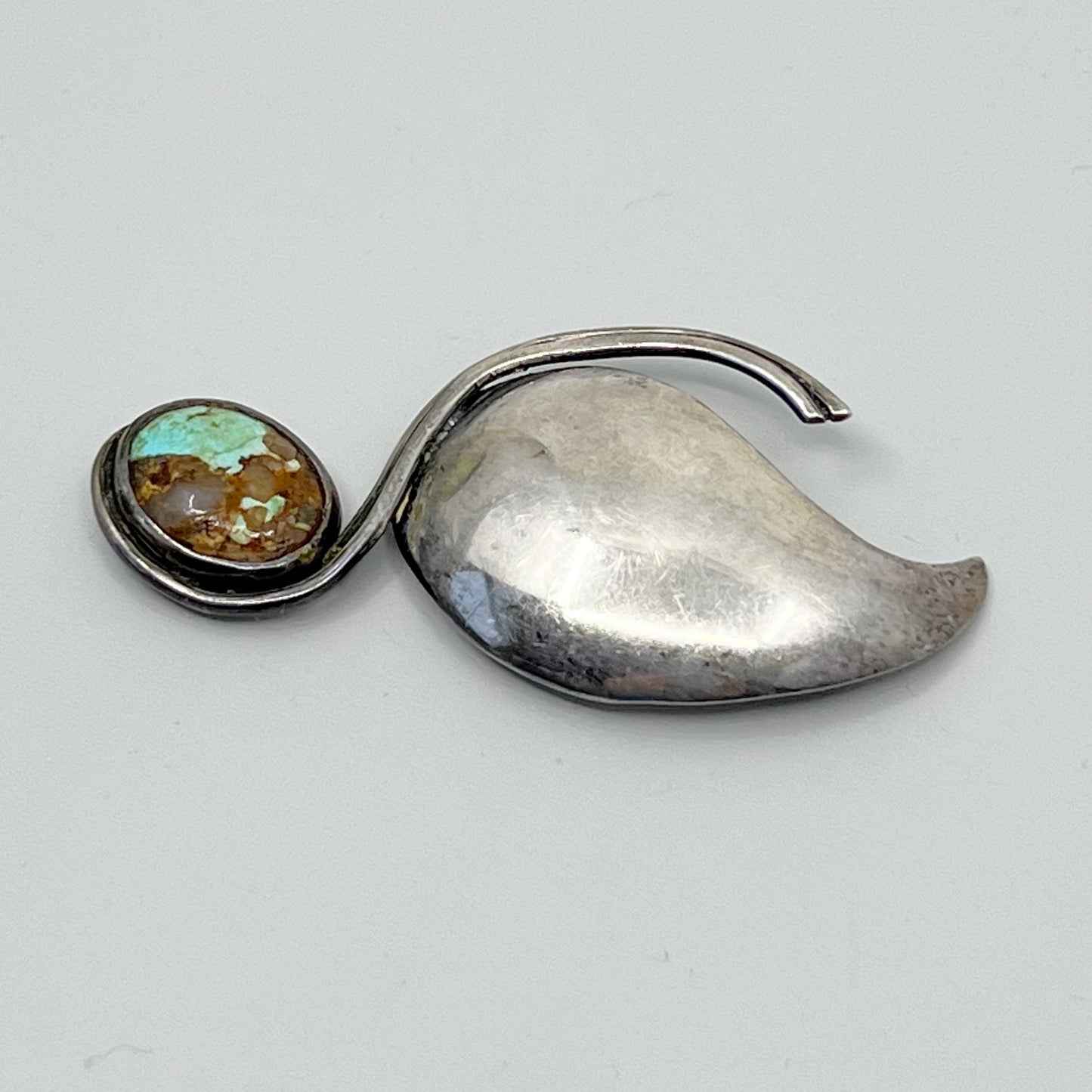 South West sterling silver turquoise brooch - GM116