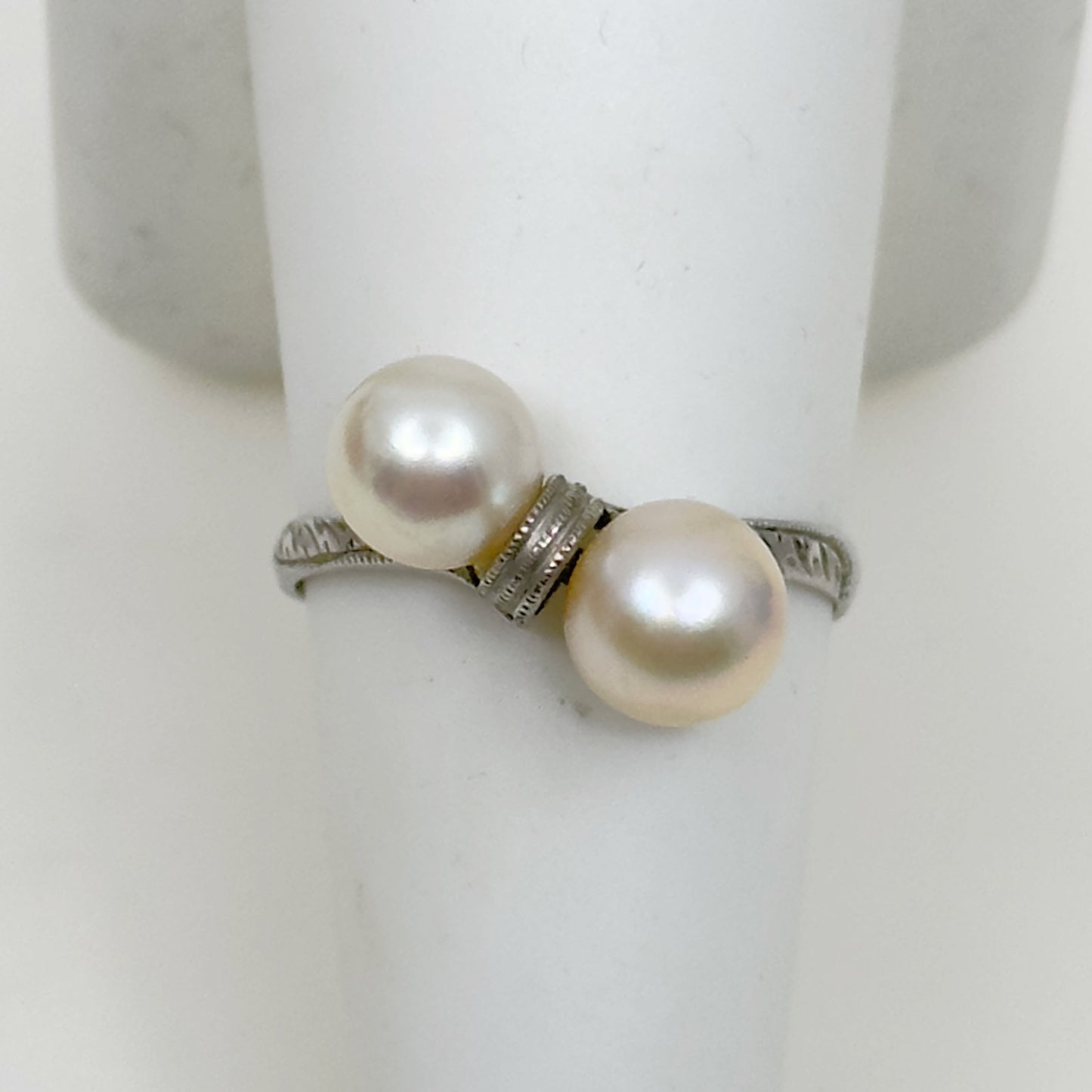 Art Deco Platinum akoya pearl ring - GM1181