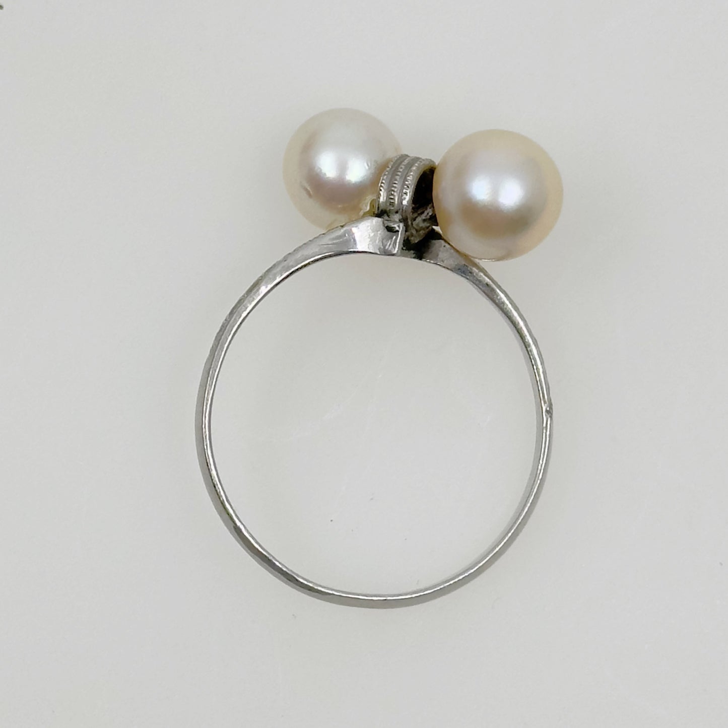 Art Deco Platinum akoya pearl ring - GM1181