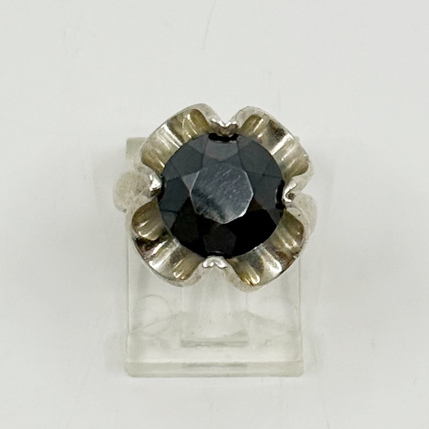 Vintage Taxco Mexico sterling silver Hematite ring - GM1172