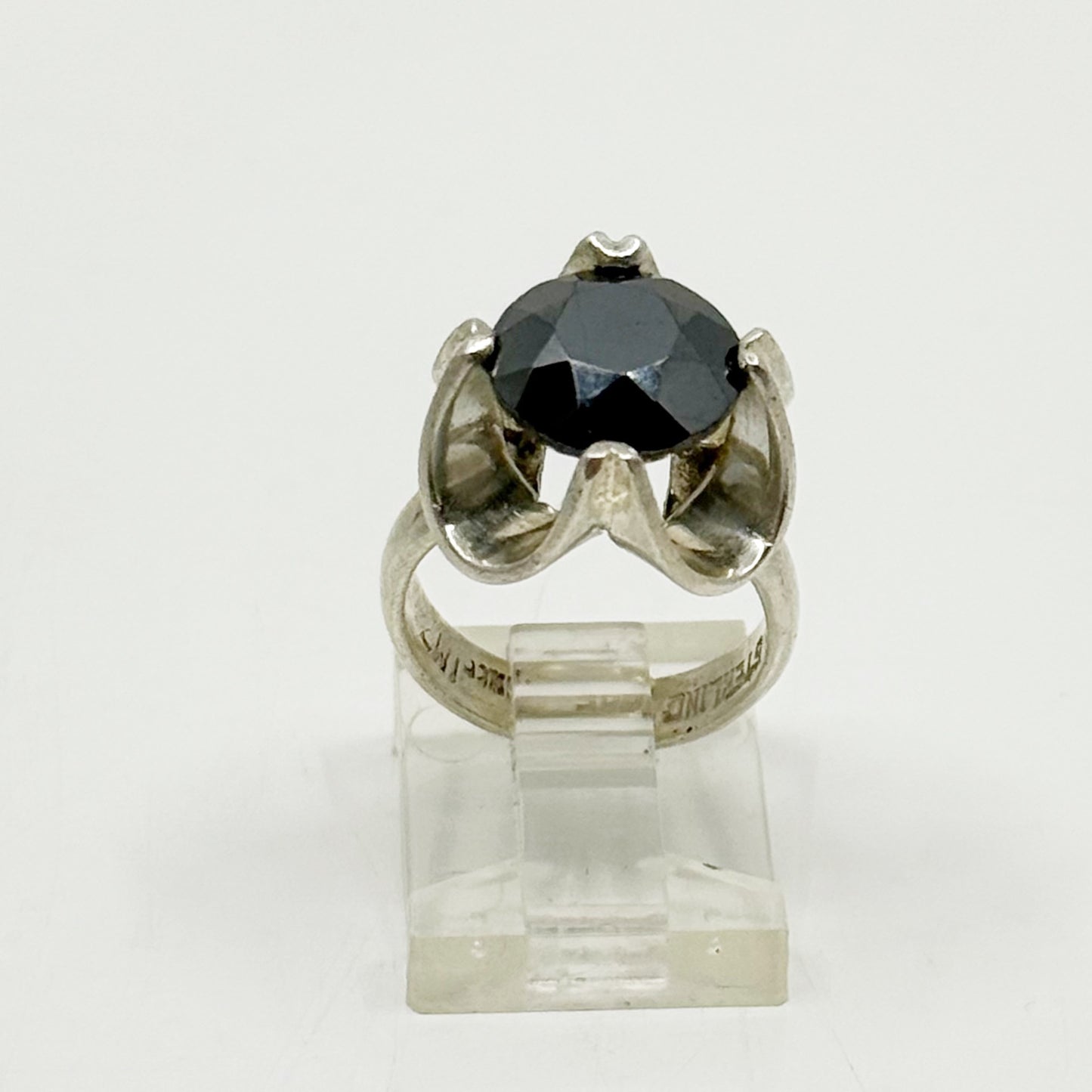 Vintage Taxco Mexico sterling silver Hematite ring - GM1172