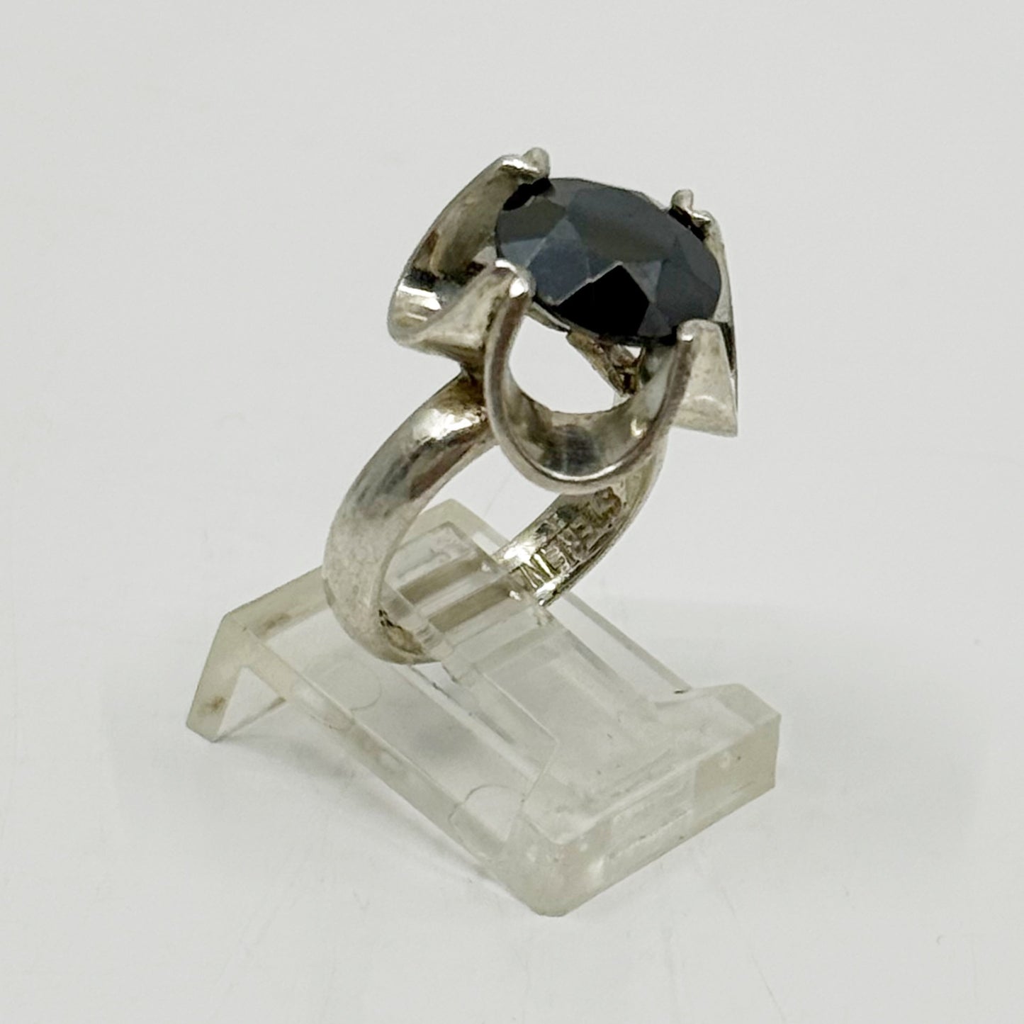 Vintage Taxco Mexico sterling silver Hematite ring - GM1172
