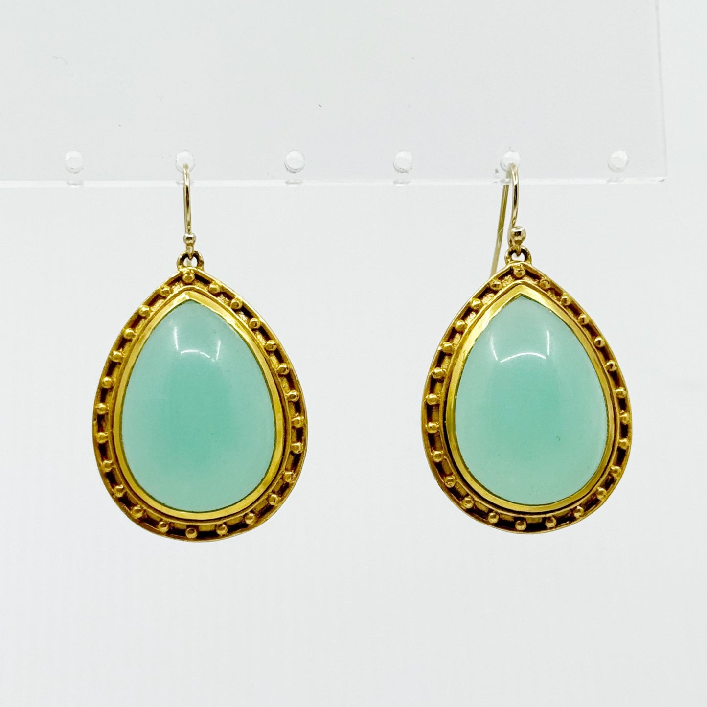 Gold Tone chalcedony drop earrings - GM1184