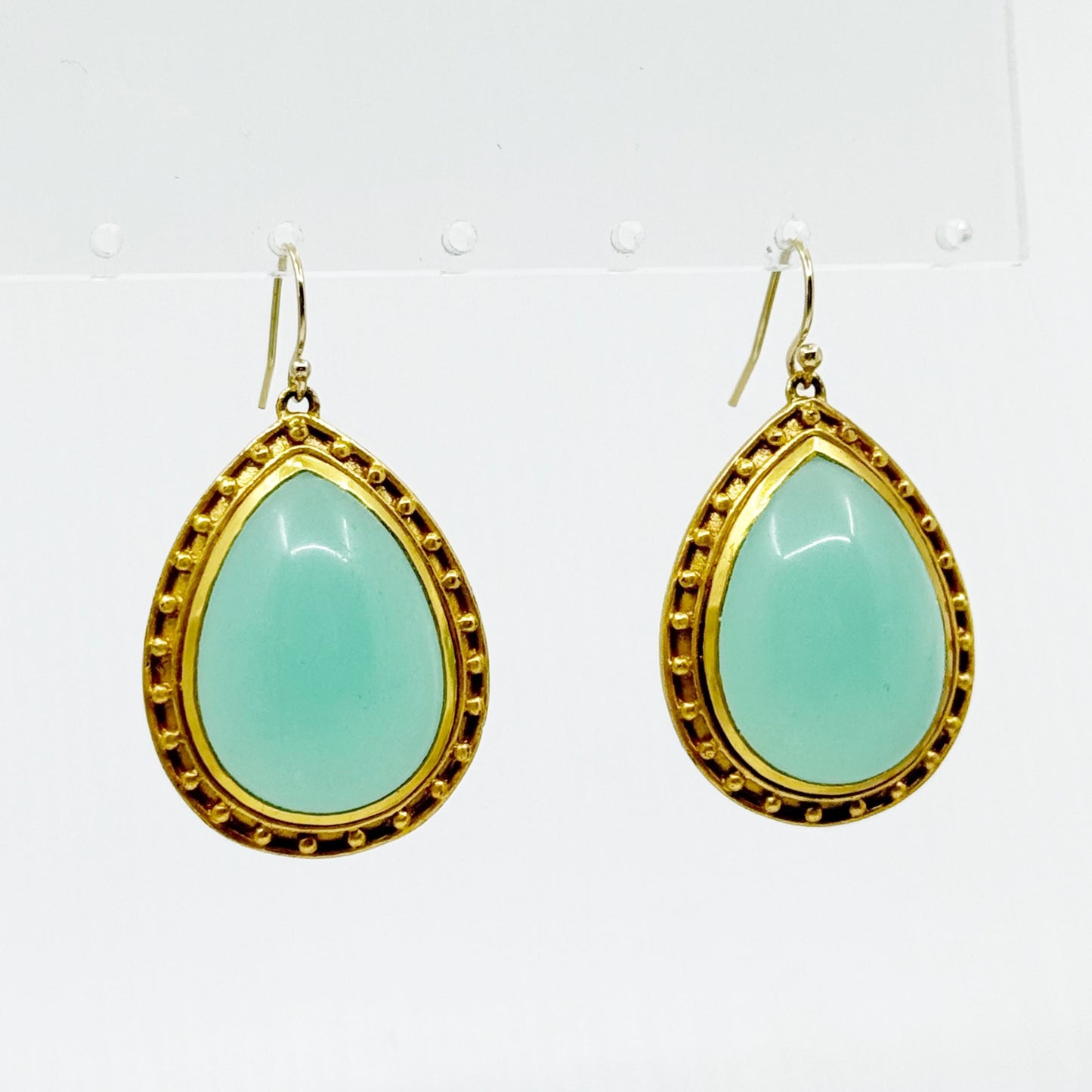 Gold Tone chalcedony drop earrings - GM1184