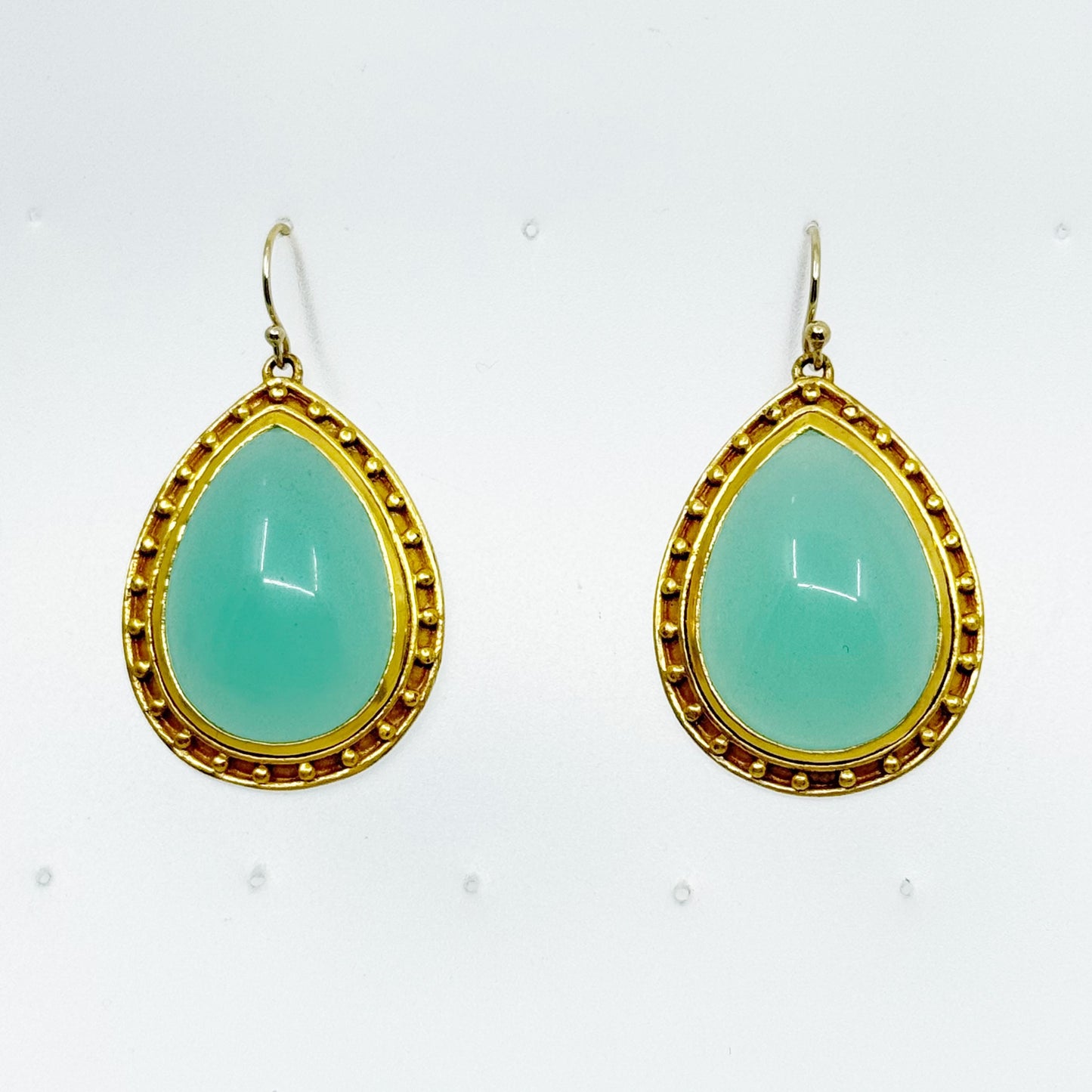 Gold Tone chalcedony drop earrings - GM1184