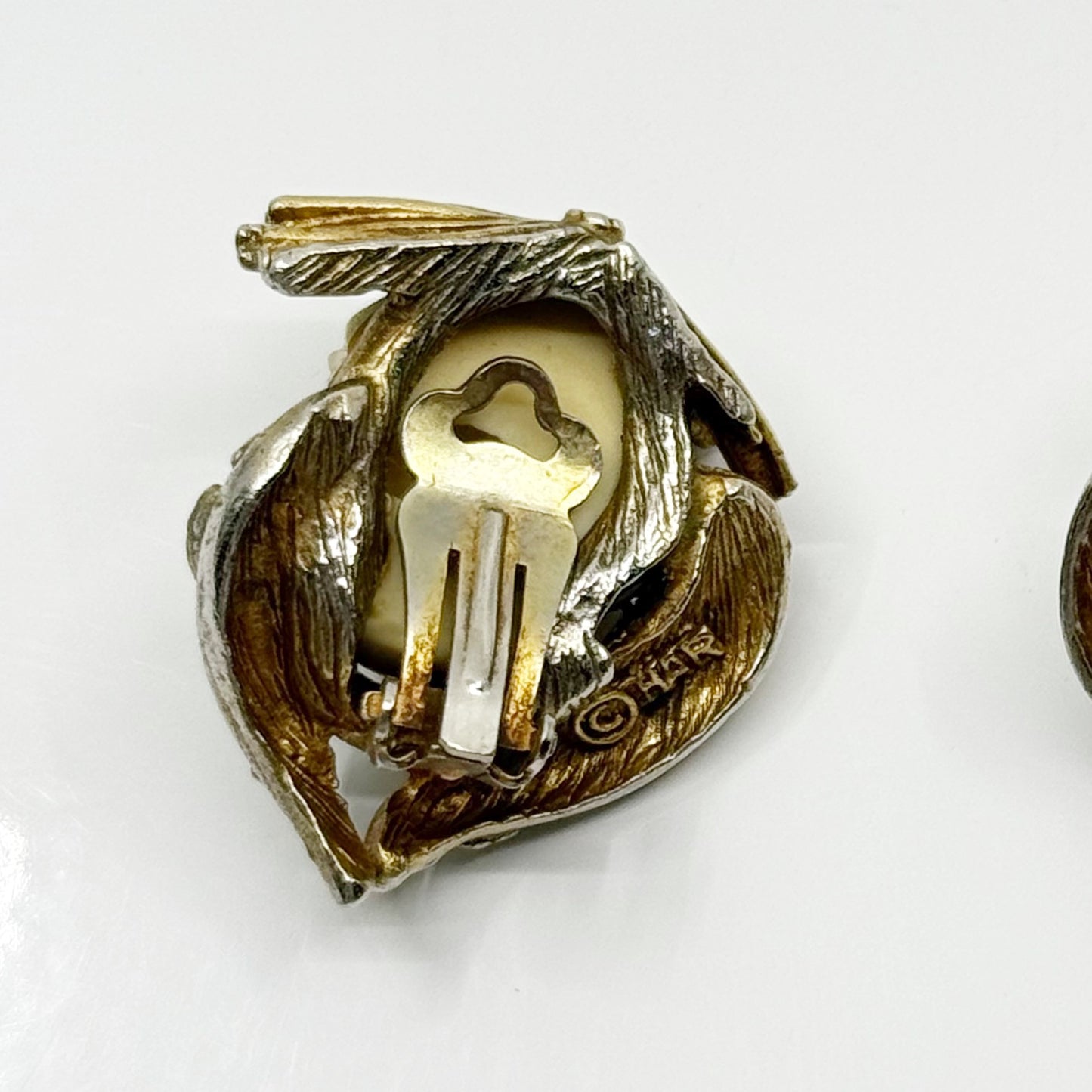 Vintage HAR gold tone laughing Buddha Clip on Earrings - GM1185