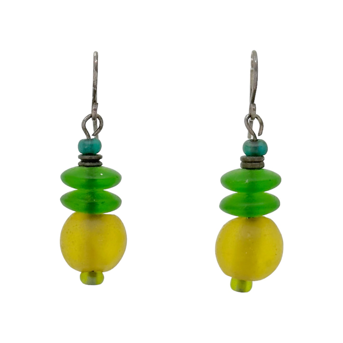 Sterling silver glass bead drop earrings - GM119