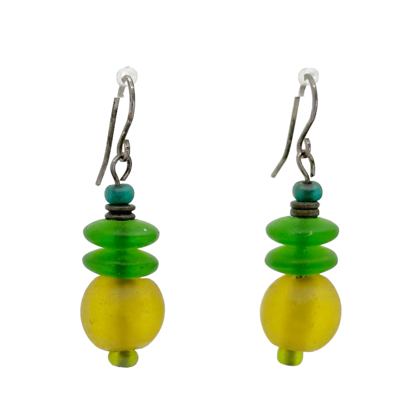 Sterling silver glass bead drop earrings - GM119