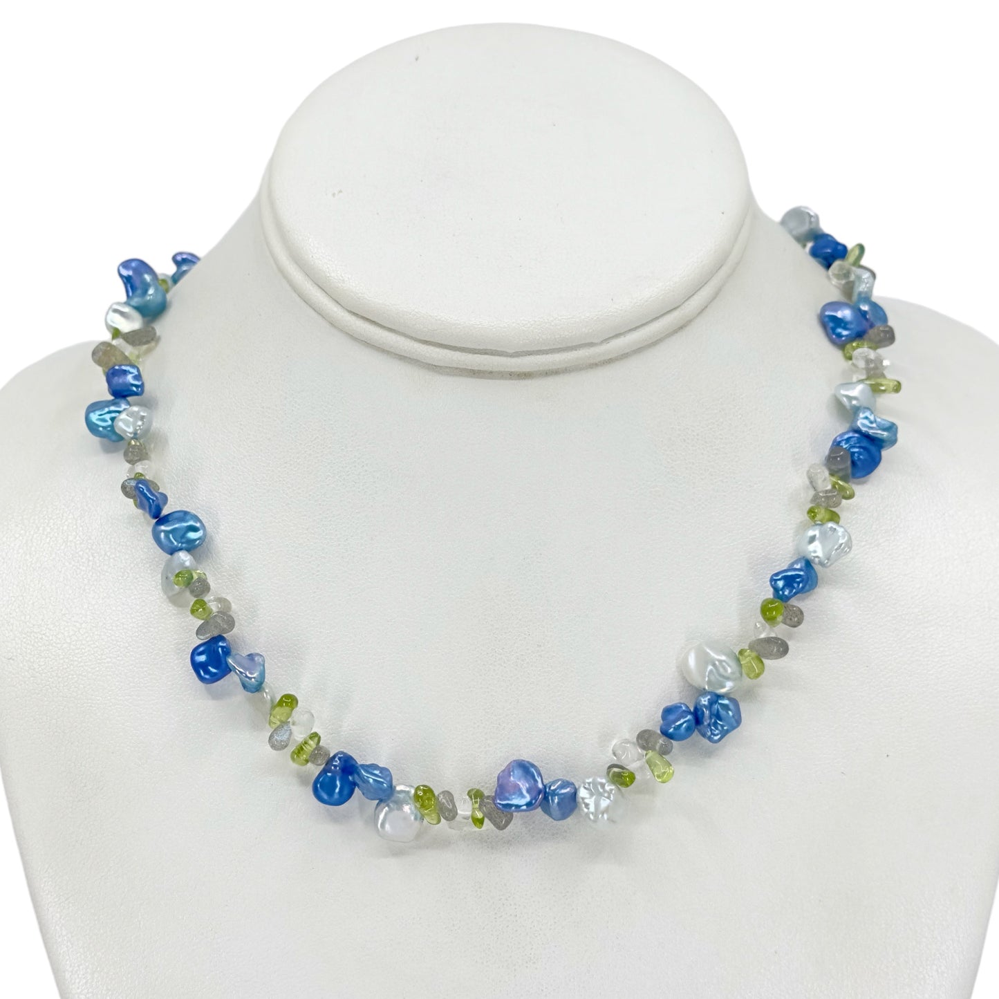 sterling silver pearl & gemstone bead necklace - GM12