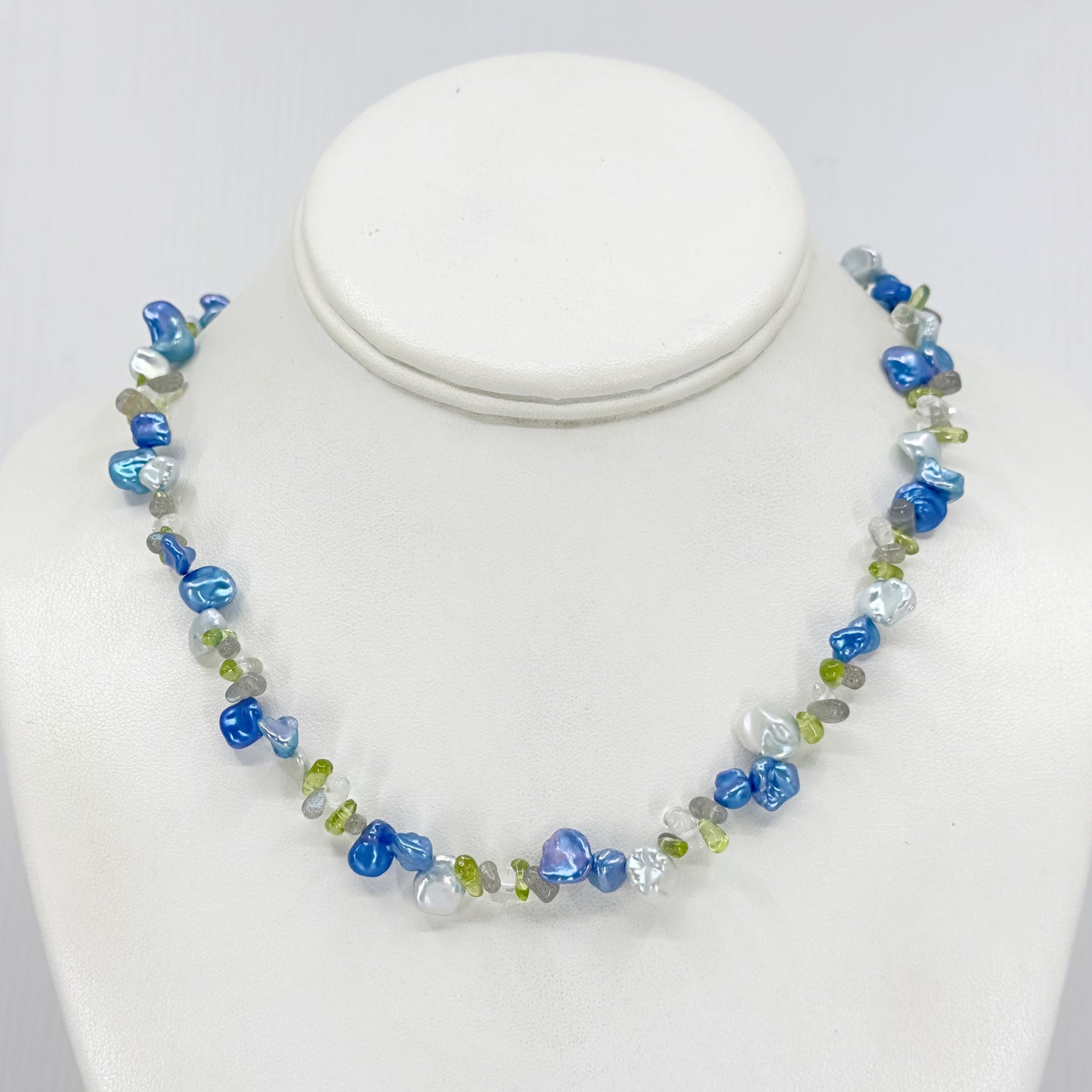 sterling silver pearl & gemstone bead necklace - GM12