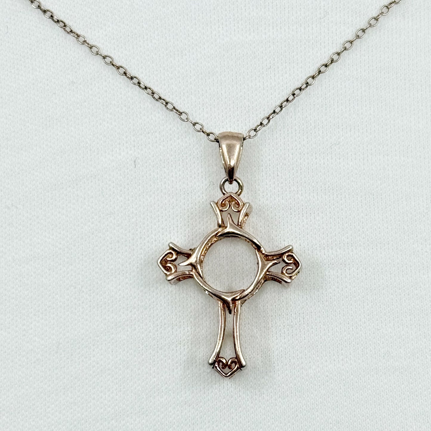 14k rose gold vermeil sterling silver cross necklace GM709