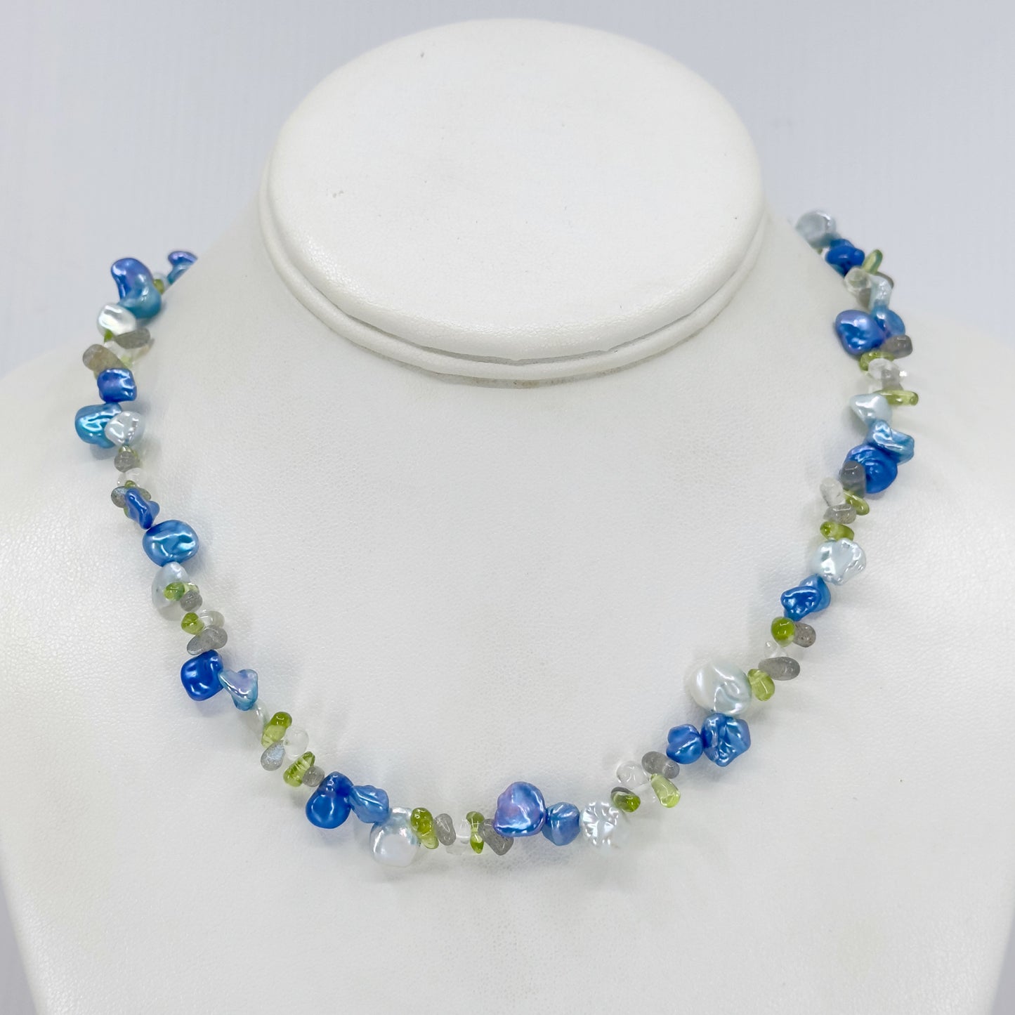 sterling silver pearl & gemstone bead necklace - GM12