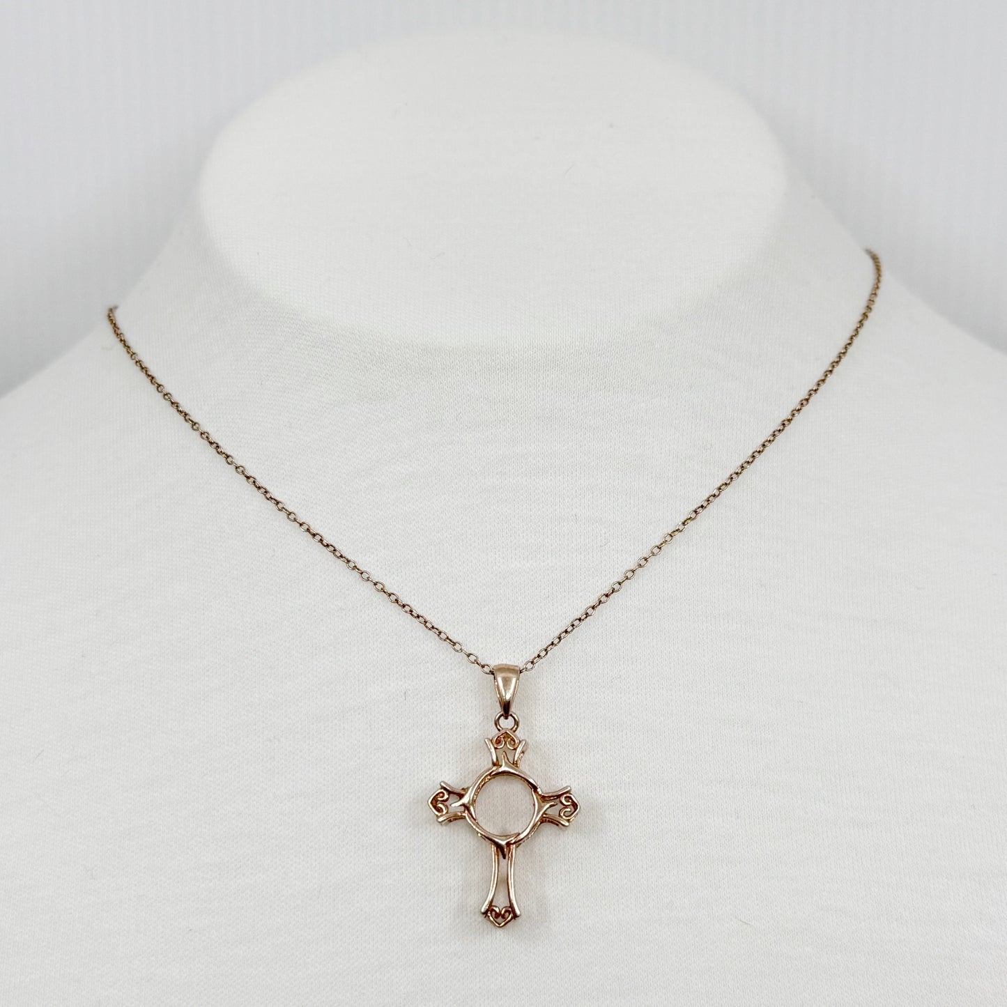 14k rose gold vermeil sterling silver cross necklace GM709