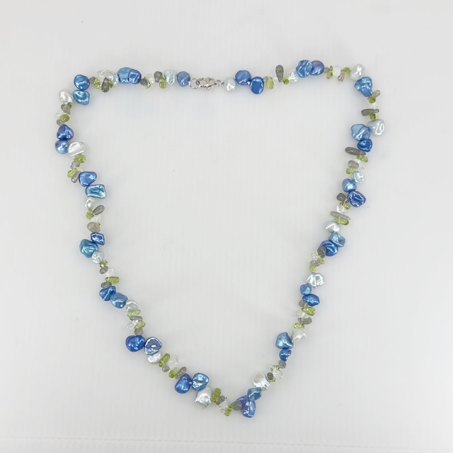 sterling silver pearl & gemstone bead necklace - GM12