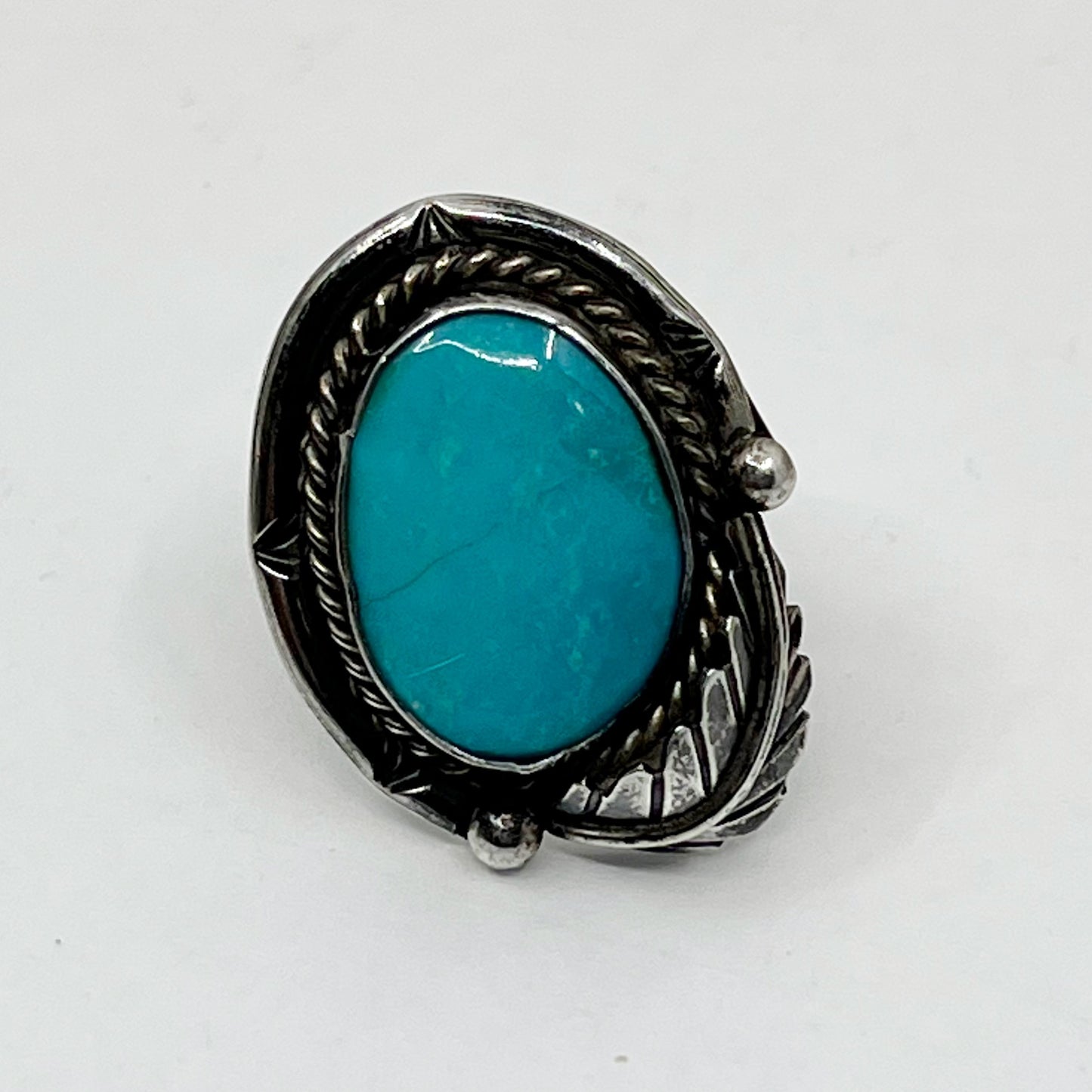 Steven Apachito Navajo sterling silver turquoise ring - GM122
