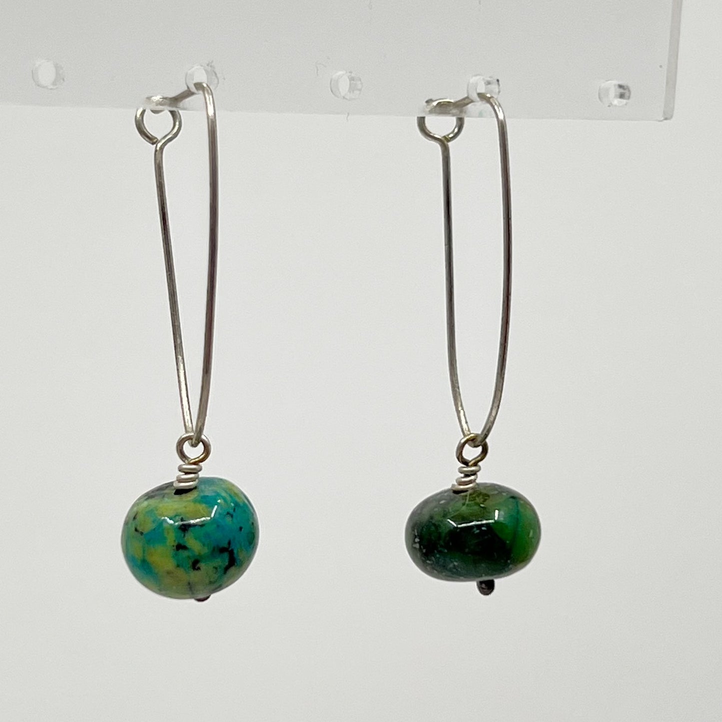 Sterling silver turquoise bead earrings - GM123