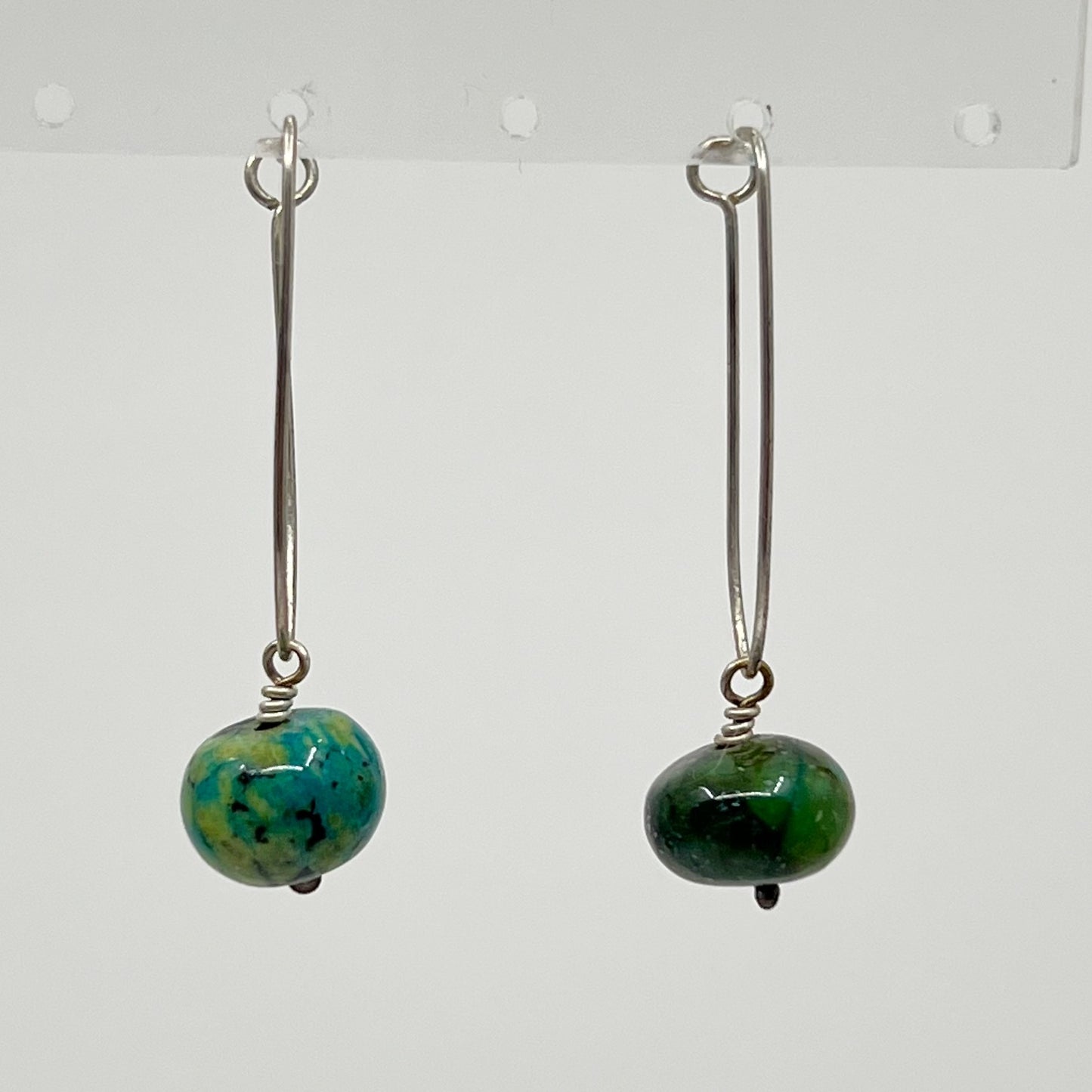 Sterling silver turquoise bead earrings - GM123