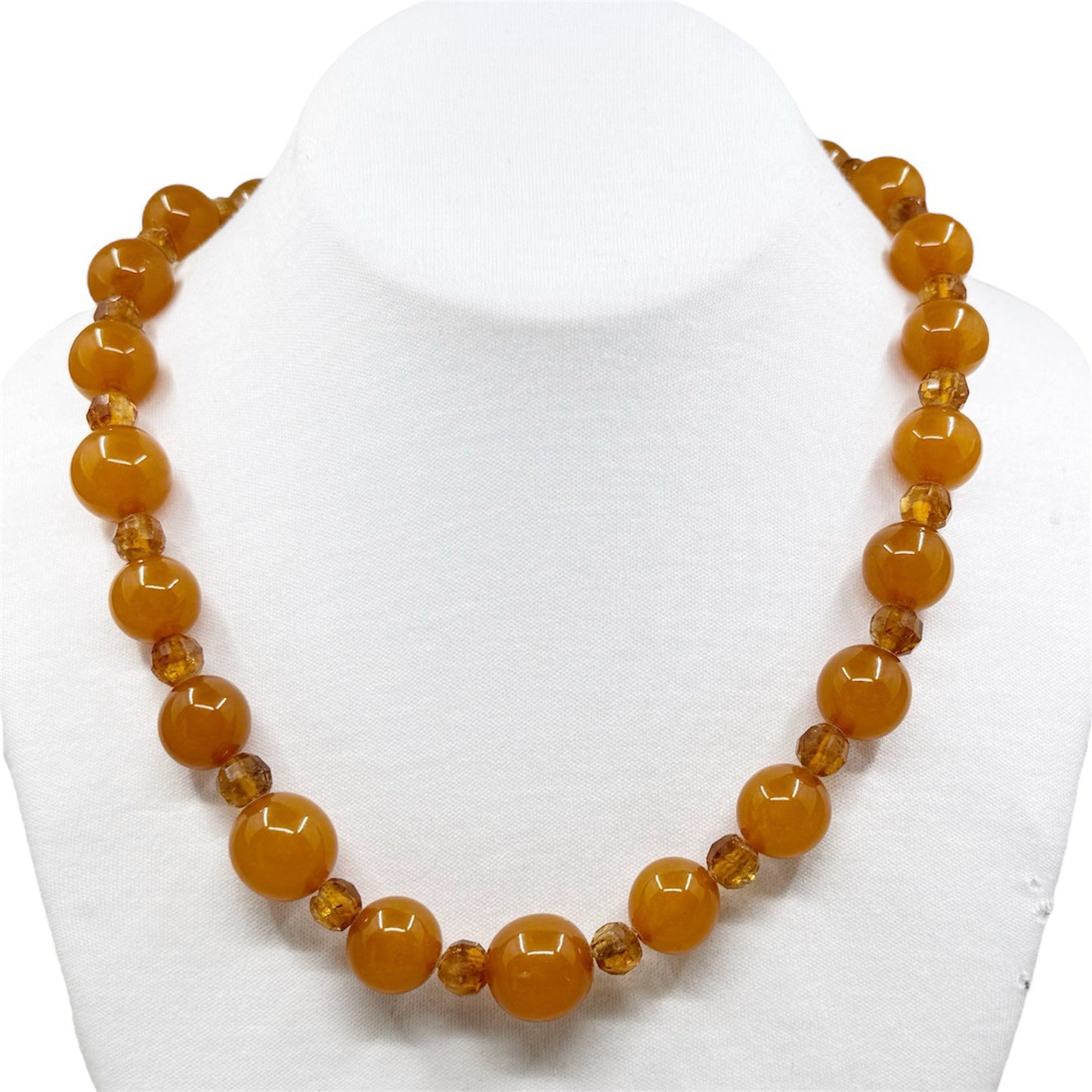 Vintage Honey Baltic amber & citrine bead necklace - GM127