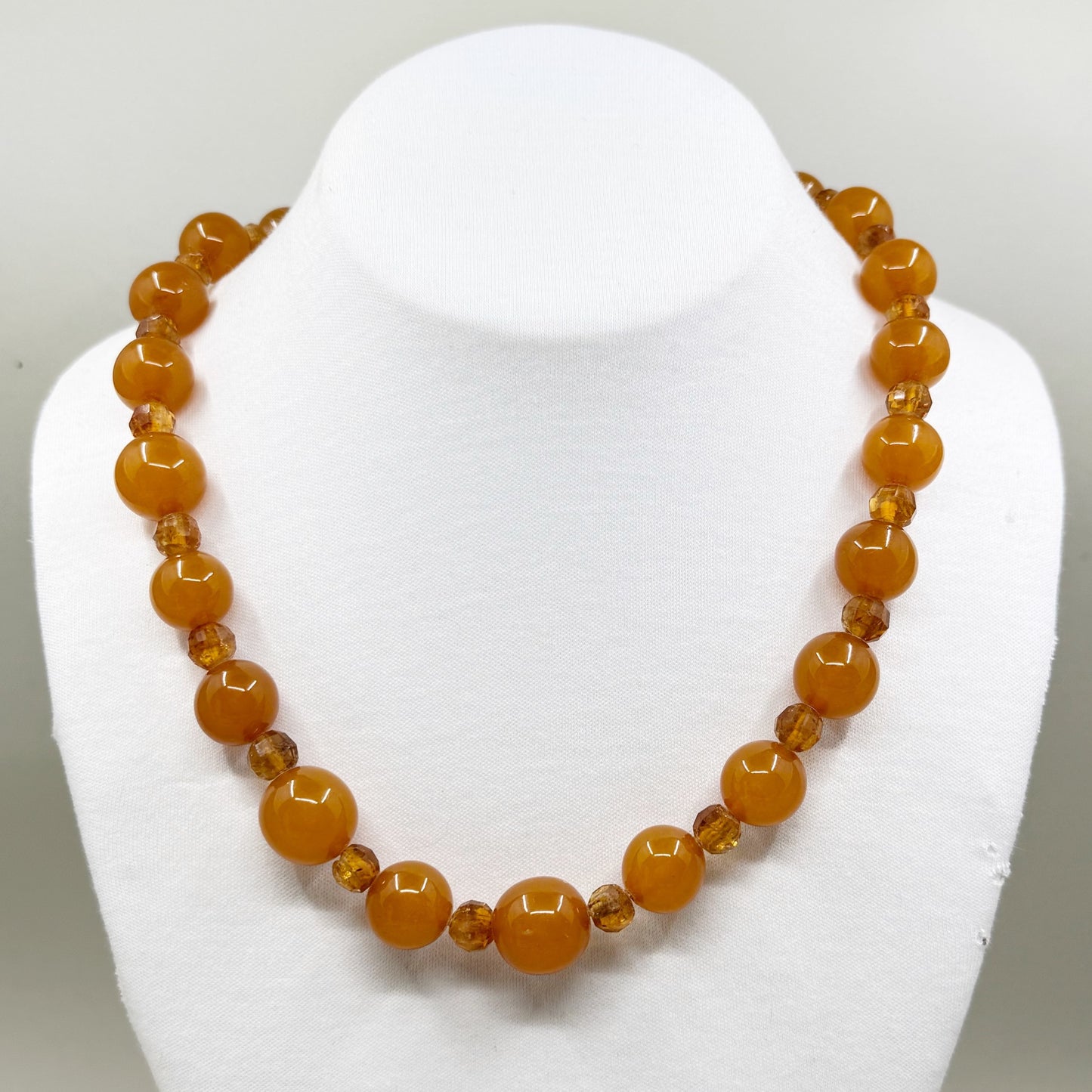 Vintage Honey Baltic amber & citrine bead necklace - GM127