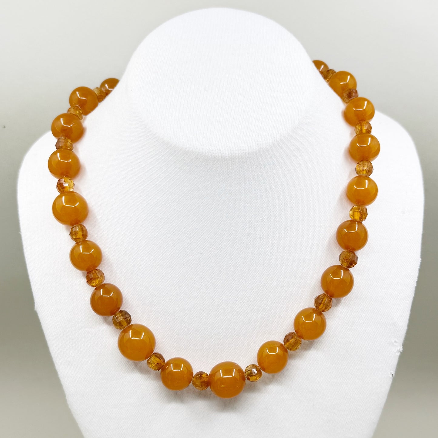 Vintage Honey Baltic amber & citrine bead necklace - GM127