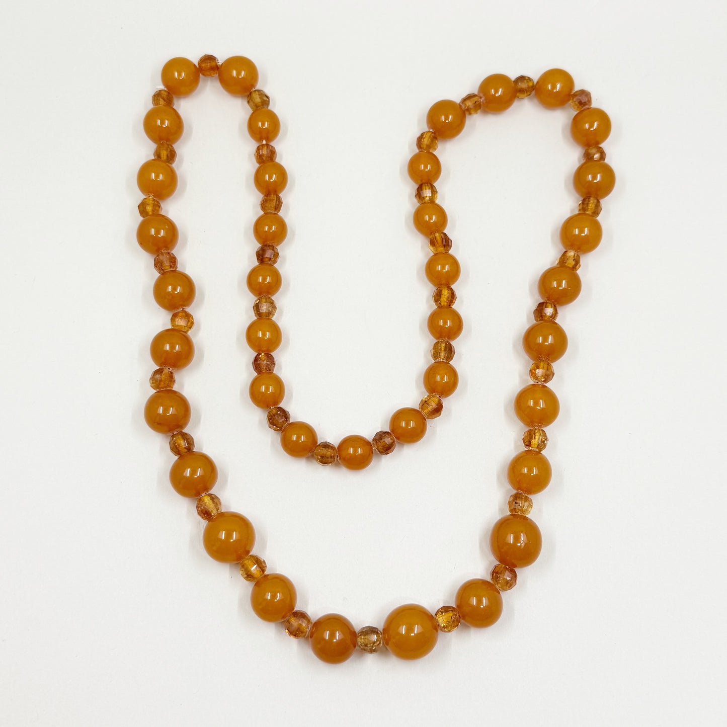 Vintage Honey Baltic amber & citrine bead necklace - GM127