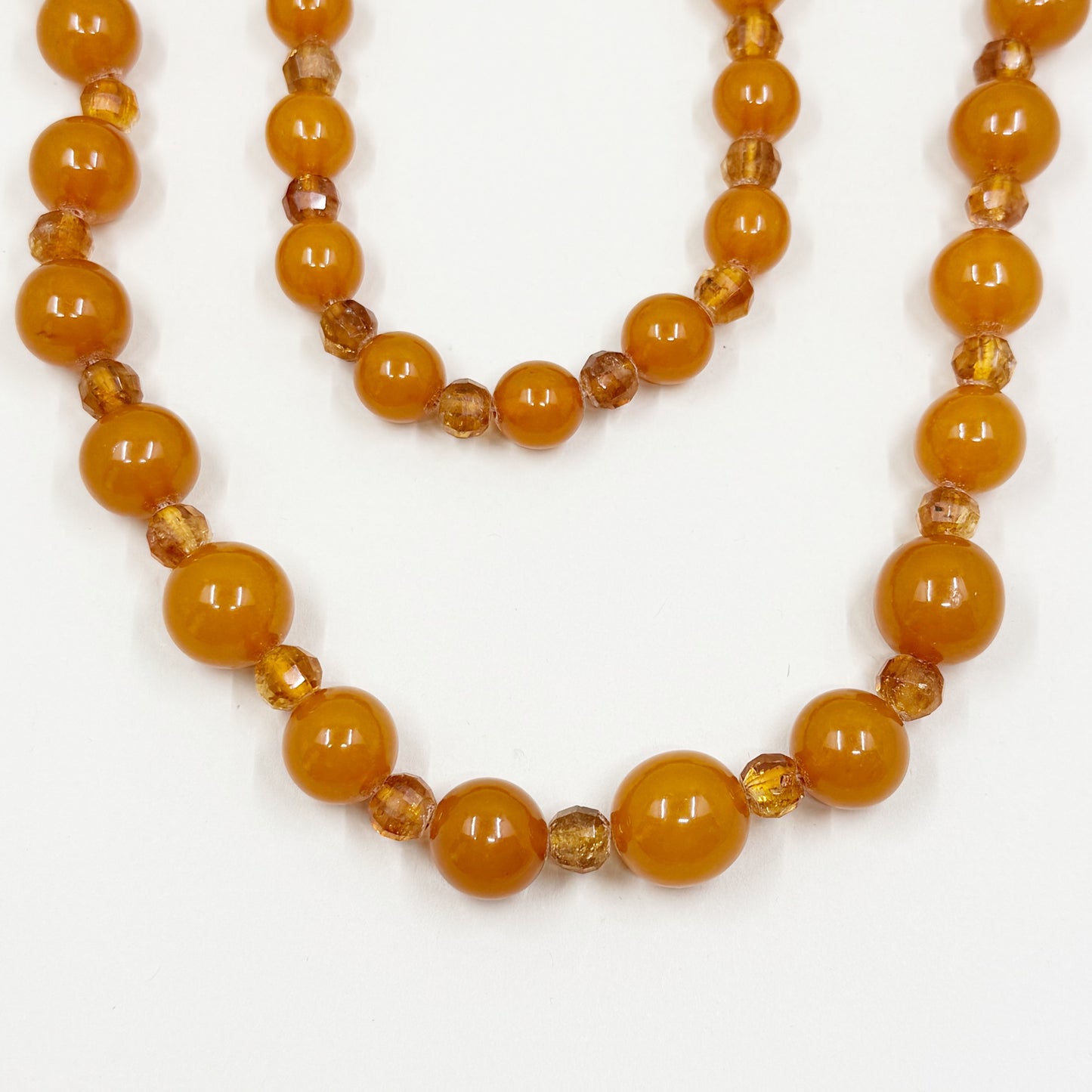 Vintage Honey Baltic amber & citrine bead necklace - GM127