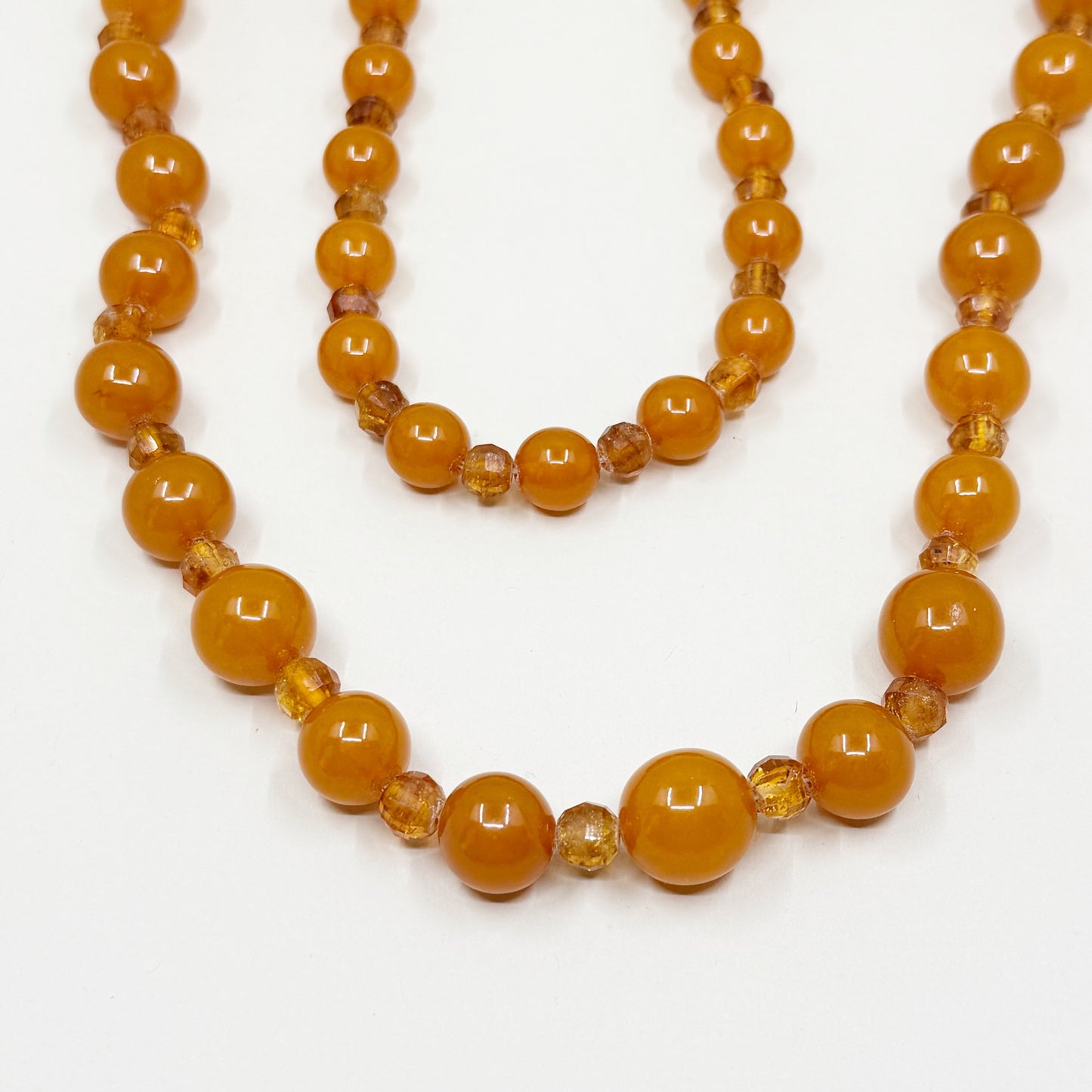 Vintage Honey Baltic amber & citrine bead necklace - GM127