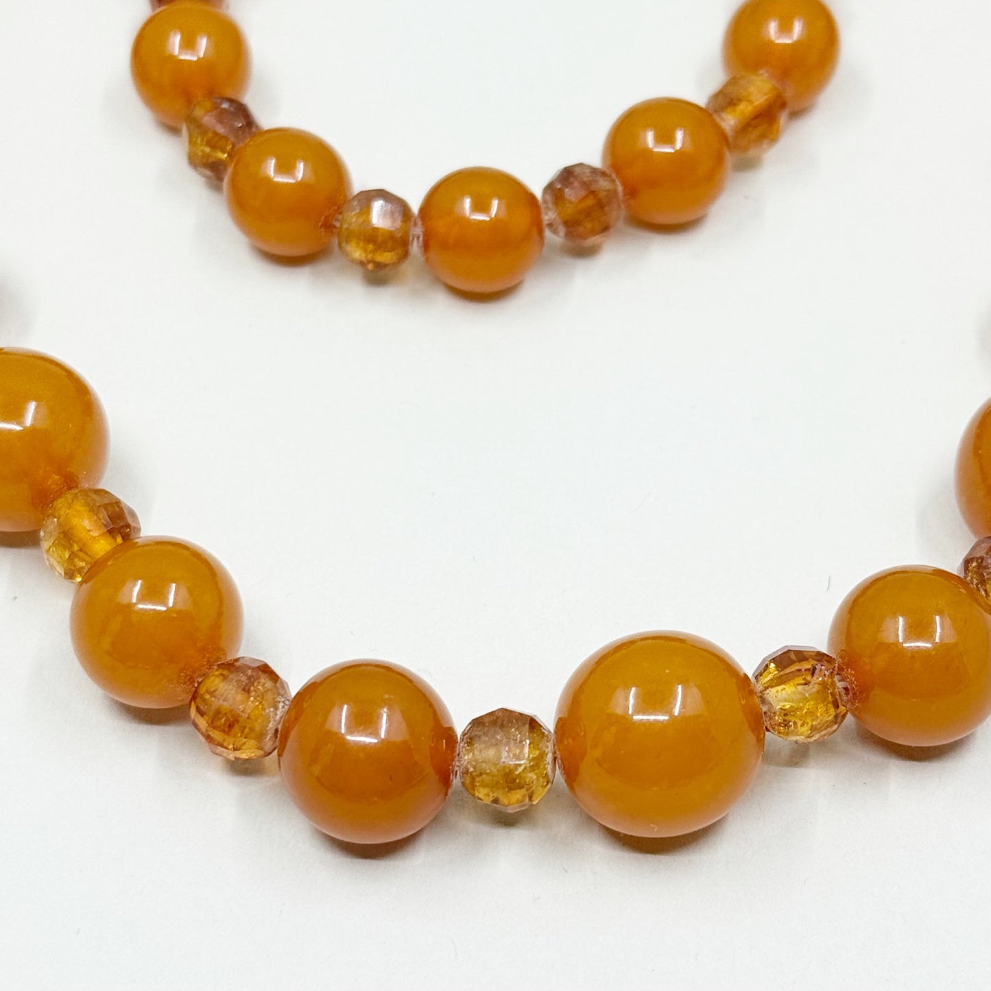 Vintage Honey Baltic amber & citrine bead necklace - GM127