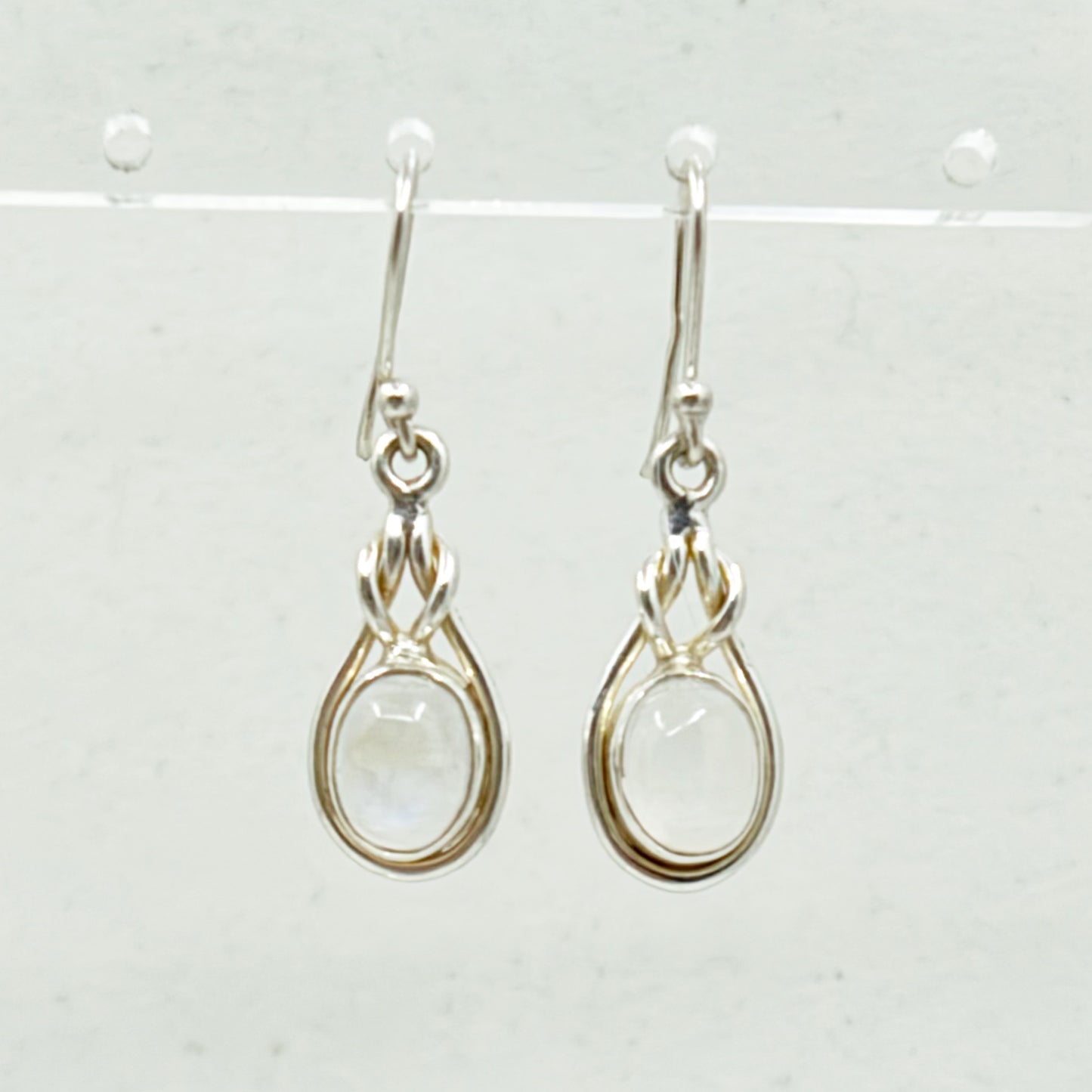 Sterling silver Moonstone cabochon drop earrings - GM128