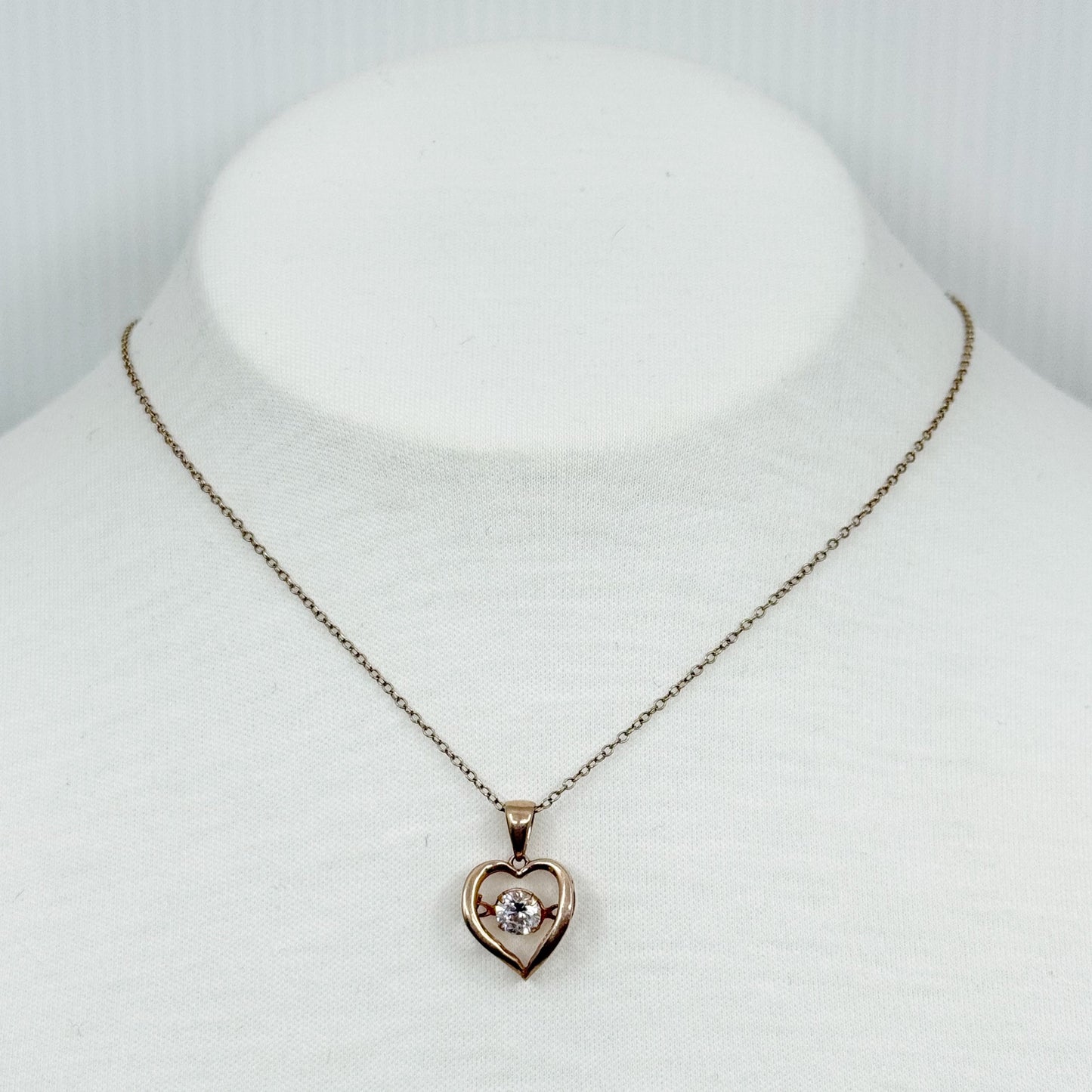 14k rose gold vermeil sterling silver cubic zirconia heart necklace GM699