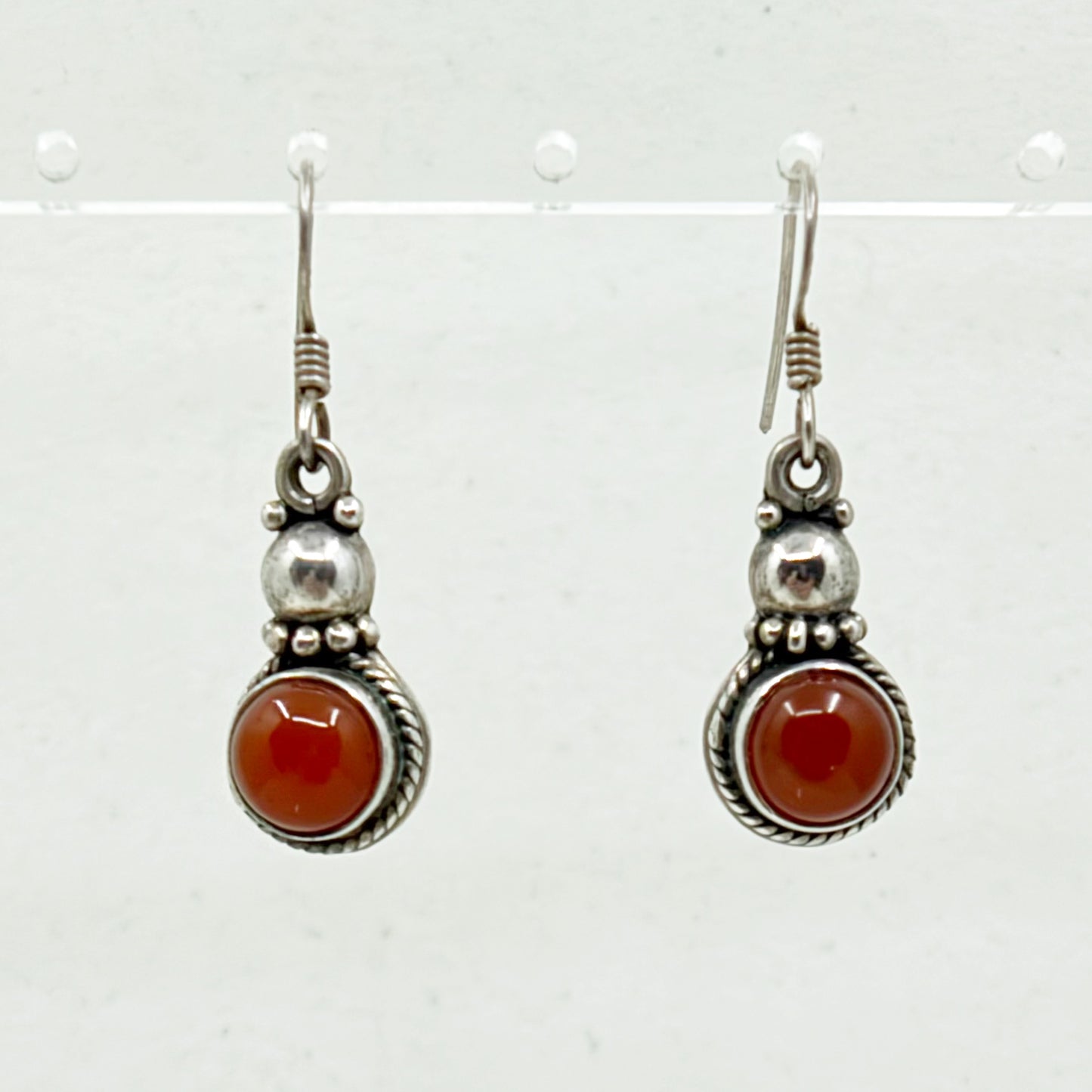 Sterling silver carnelian cabochon drop earrings - GM134