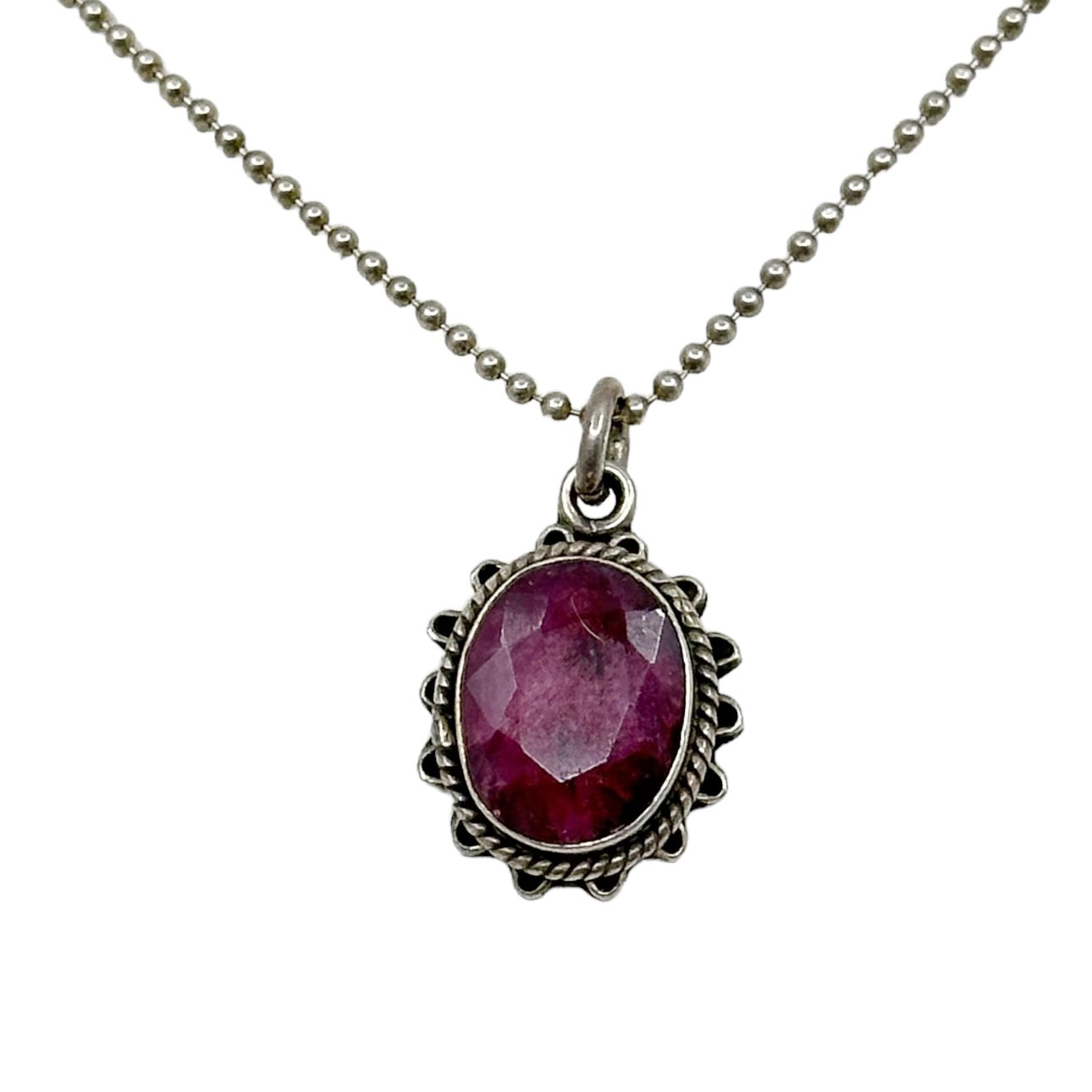 Sterling silver ruby pendant - GM135