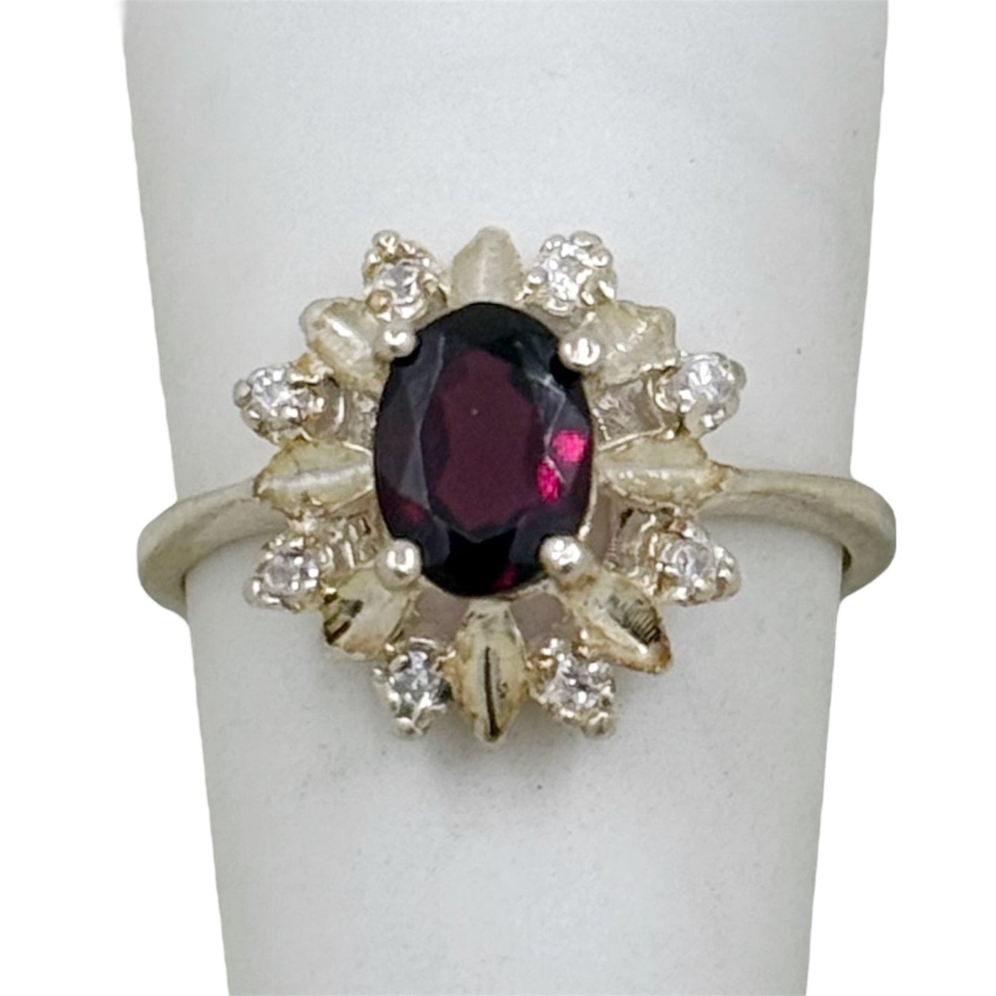 sterling silver garnet & cubic zirconia ring - GM137