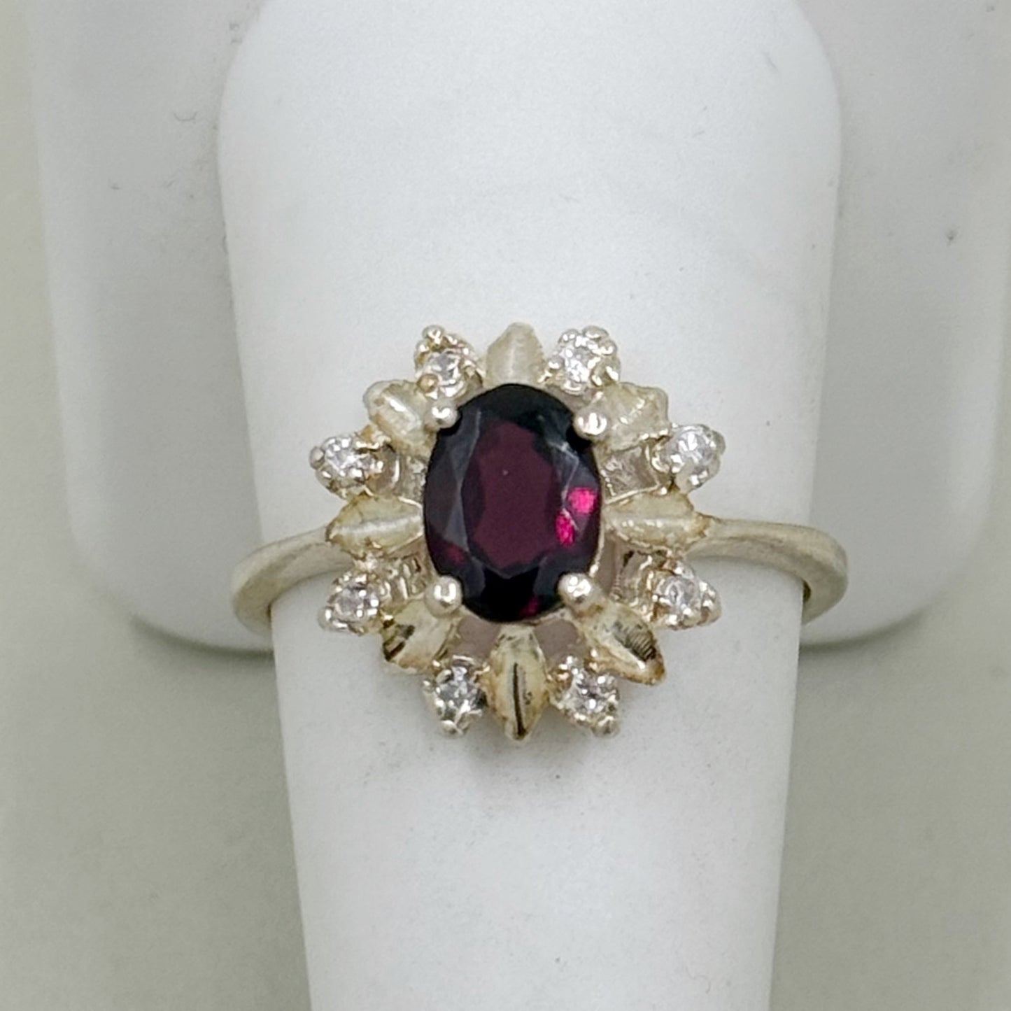 sterling silver garnet & cubic zirconia ring - GM137