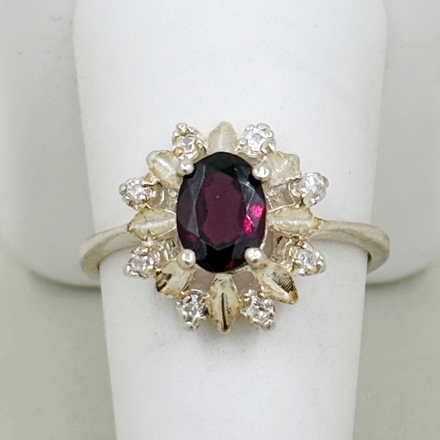 sterling silver garnet & cubic zirconia ring - GM137