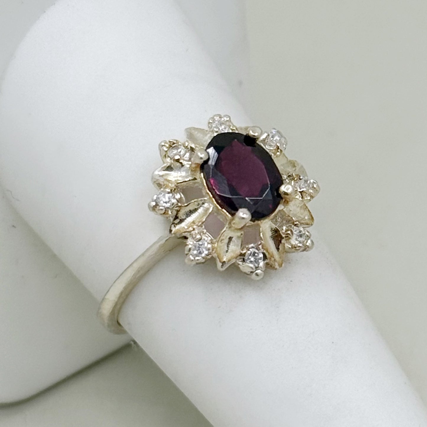 sterling silver garnet & cubic zirconia ring - GM137
