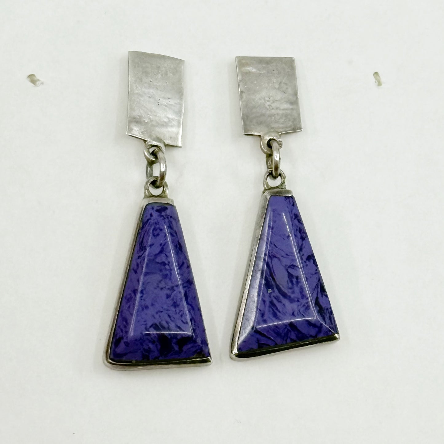 Vintage 950 sterling silver Charoite drop earrings - GM141