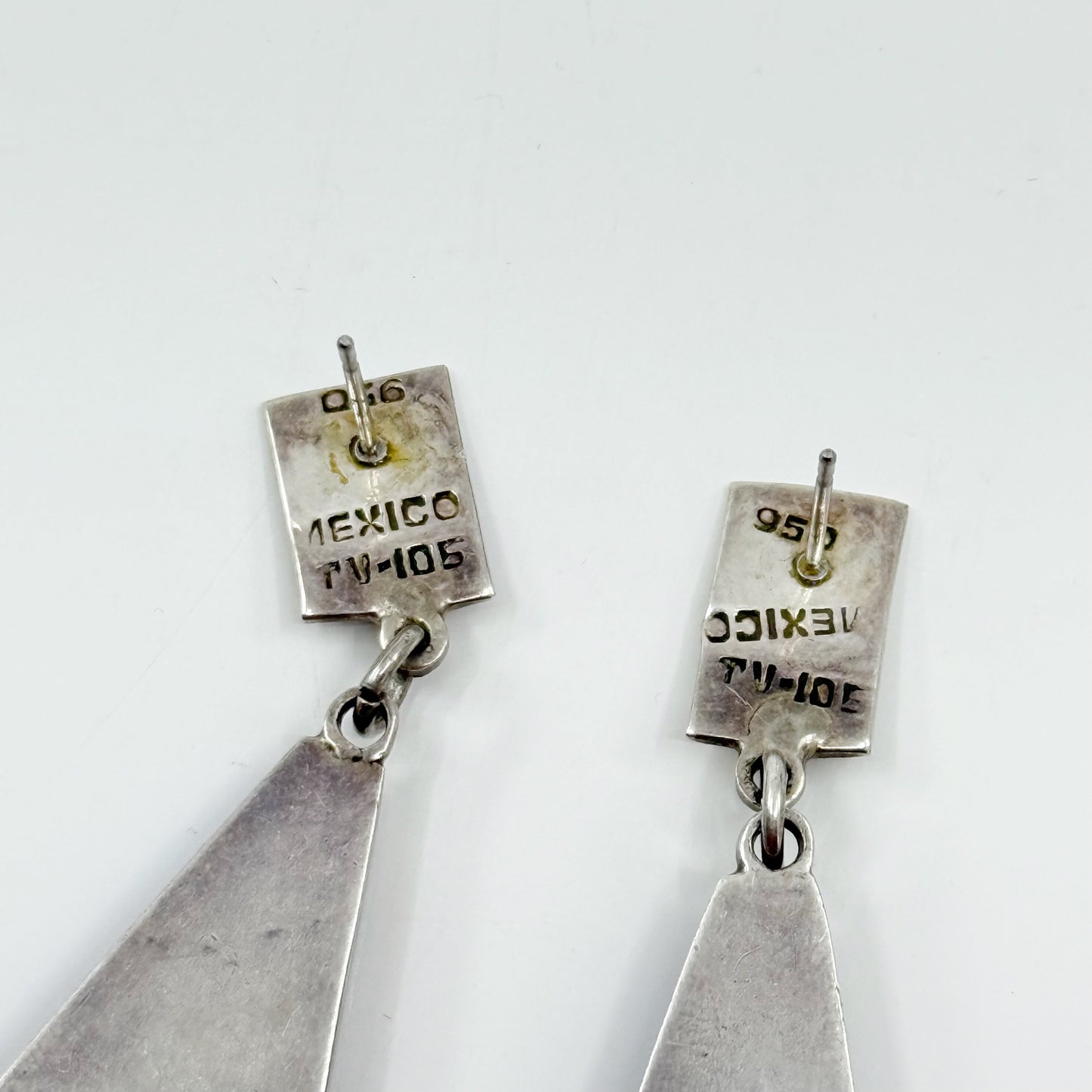 Vintage 950 sterling silver Charoite drop earrings - GM141