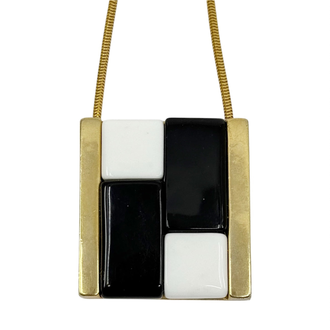 Vintage Gold tone lucite blocks pendant necklace - GM3016