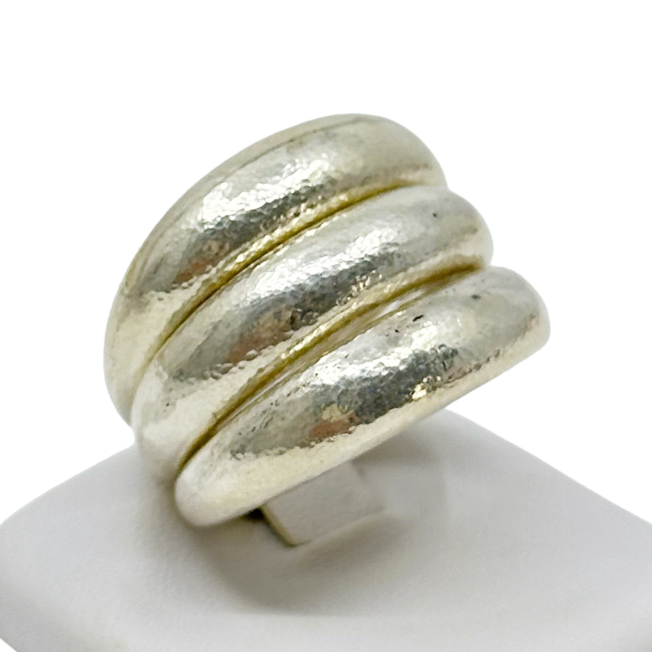 3 Vaubel Sterling silver hammered stack band ring set - GM149
