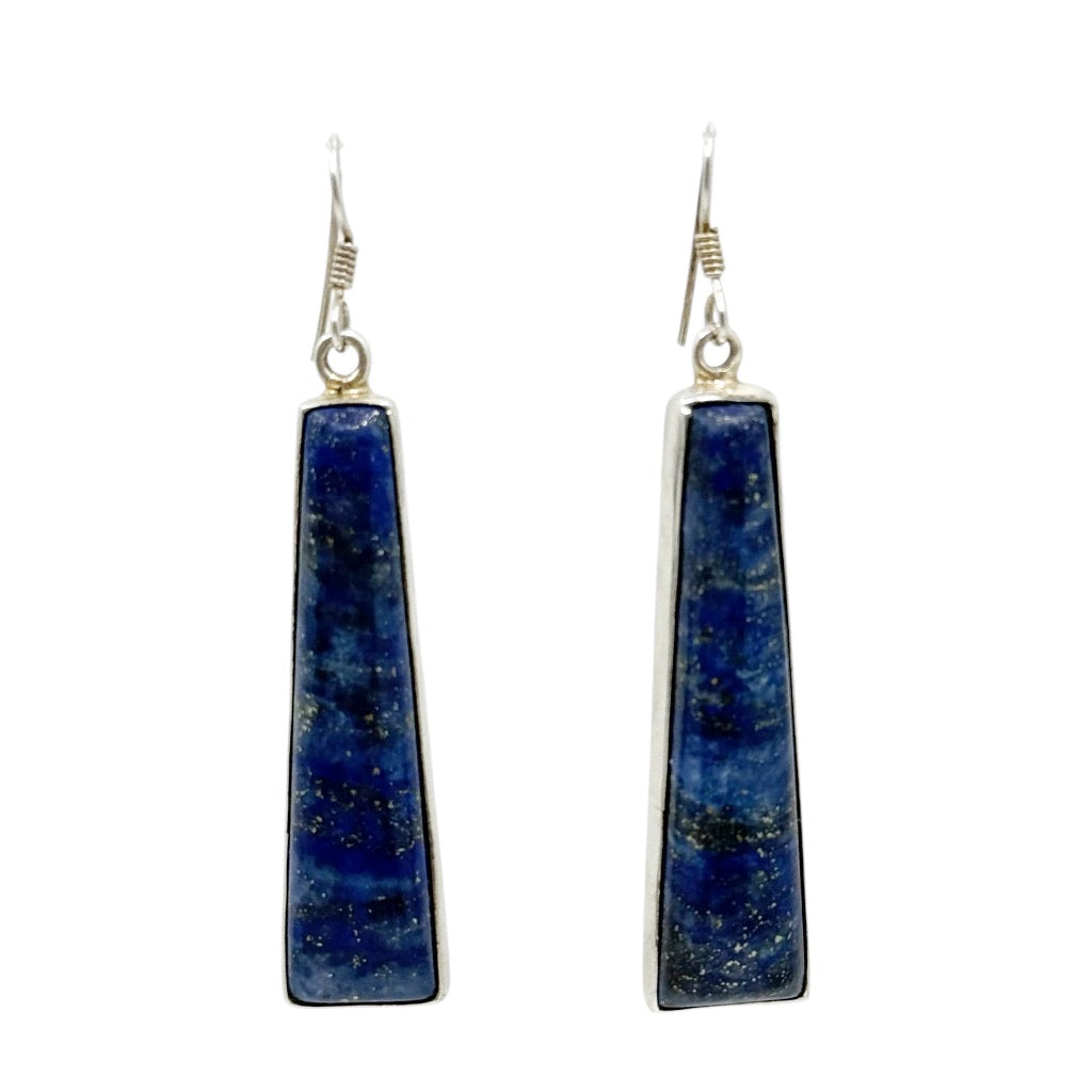 Vintage sterling silver lapis lazuli drop earrings - GM15