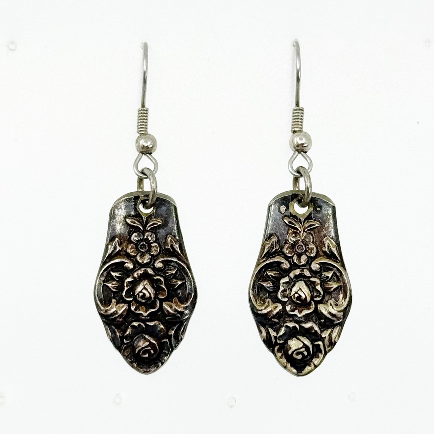 Hand Made silver plated flower spoon handle earrings - GM1504