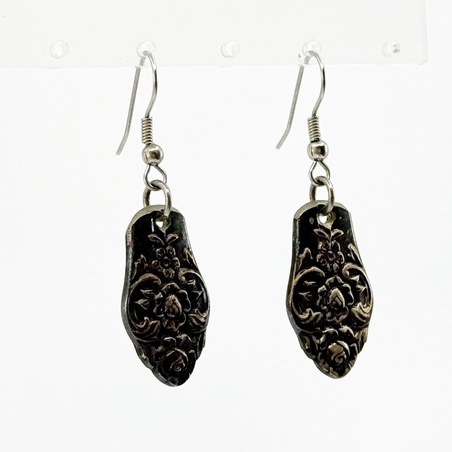 Hand Made silver plated flower spoon handle earrings - GM1504