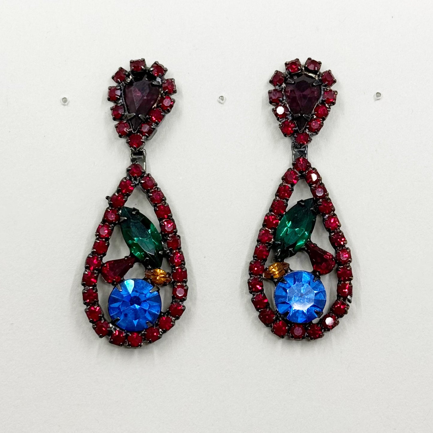 Vintage Black tone rhinestone drop earrings - GM1506