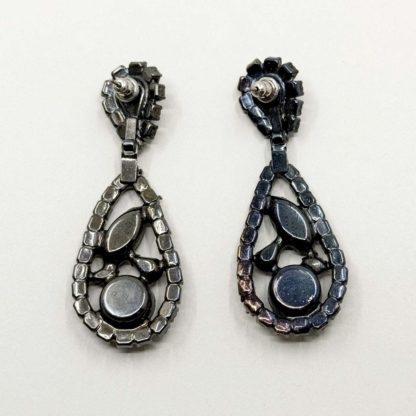Vintage Black tone rhinestone drop earrings - GM1506