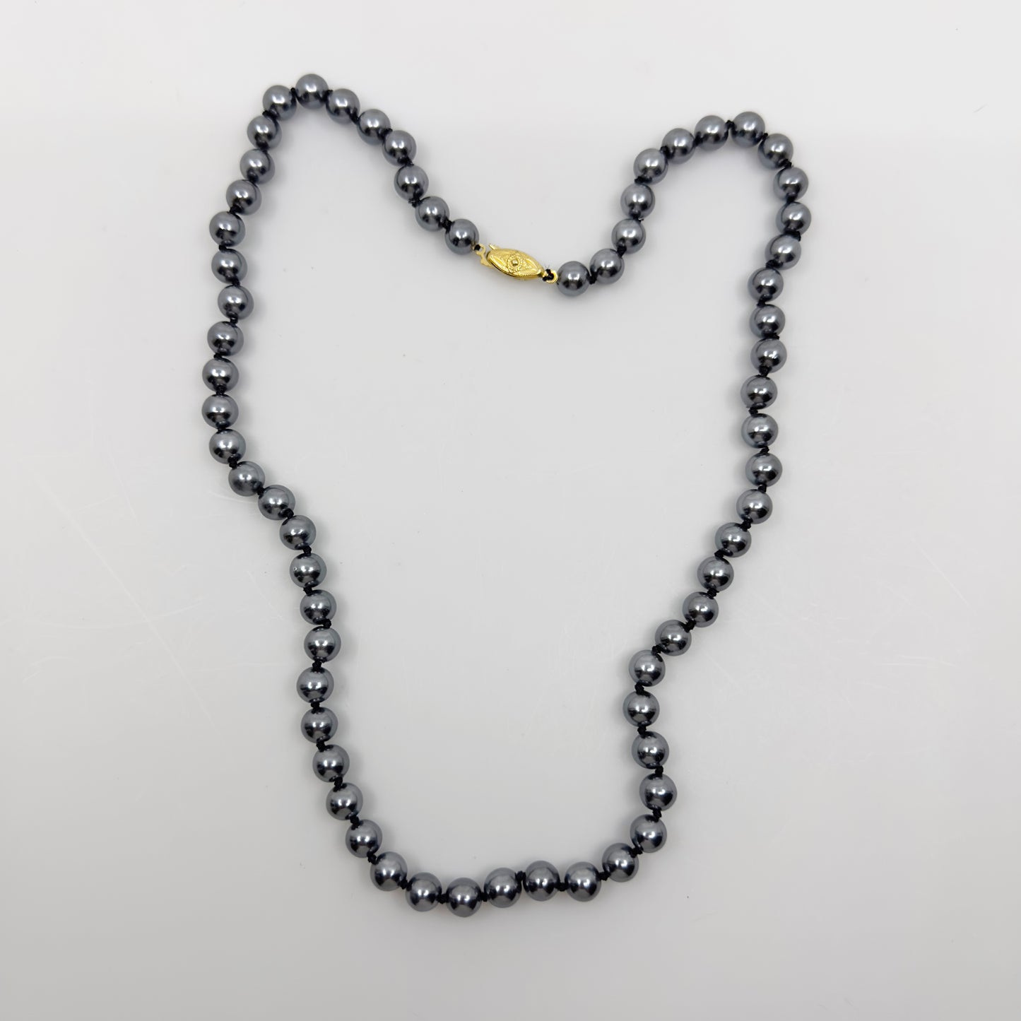 Vintage 8mm faux black pearl necklace - GM1520